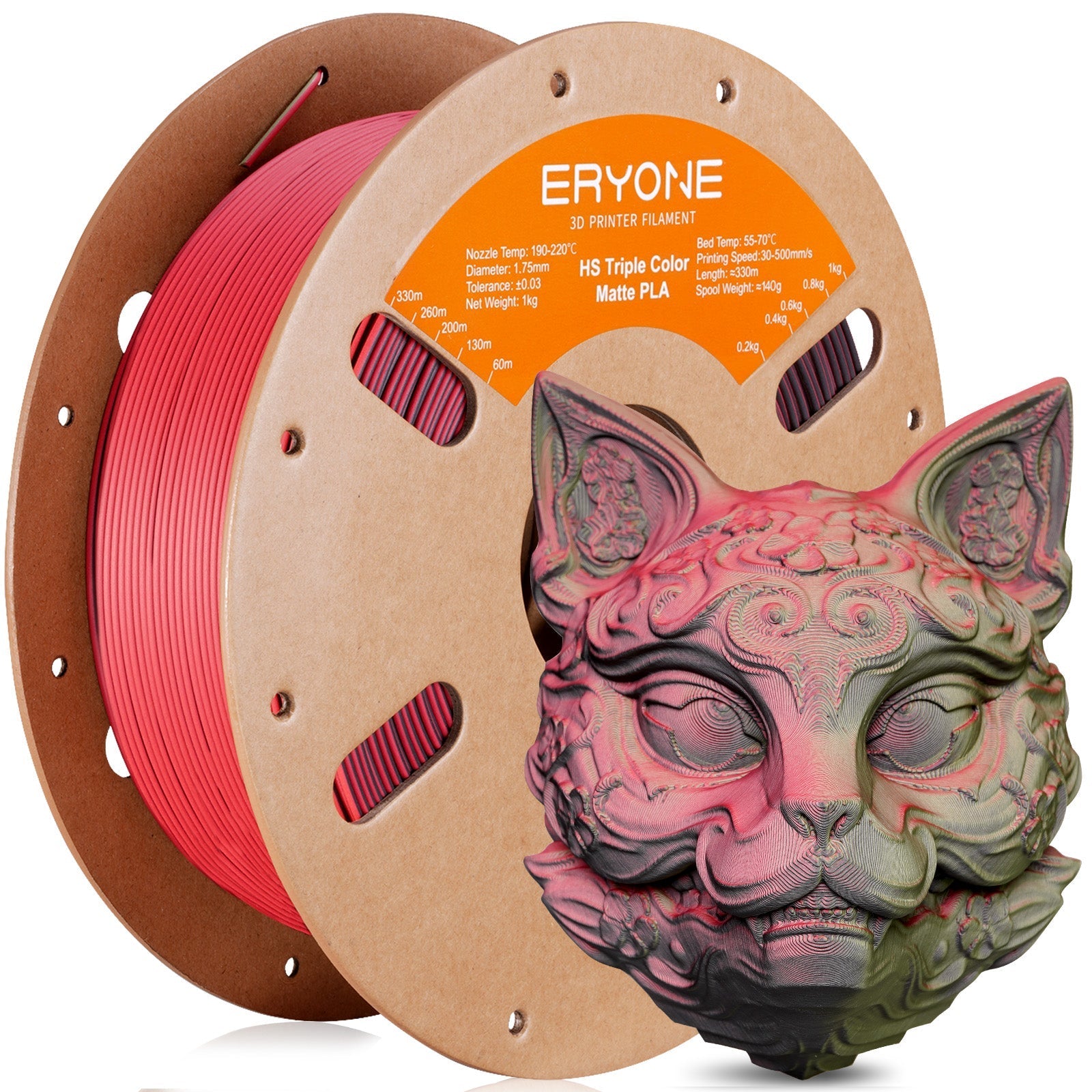 Eryone PLA Matt Dreifarbig – 1,75 mm, 1 kg – Schwarz & Rot & Oliv Grün