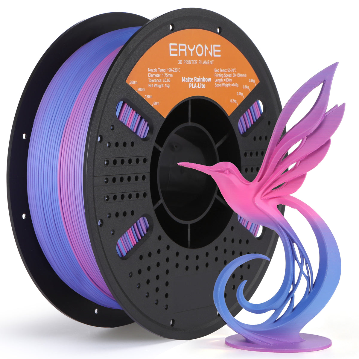 Eryone PLA Lite Matt – 1,75 mm, 1 kg – PLA Lite Matt Regenbogen – Berry