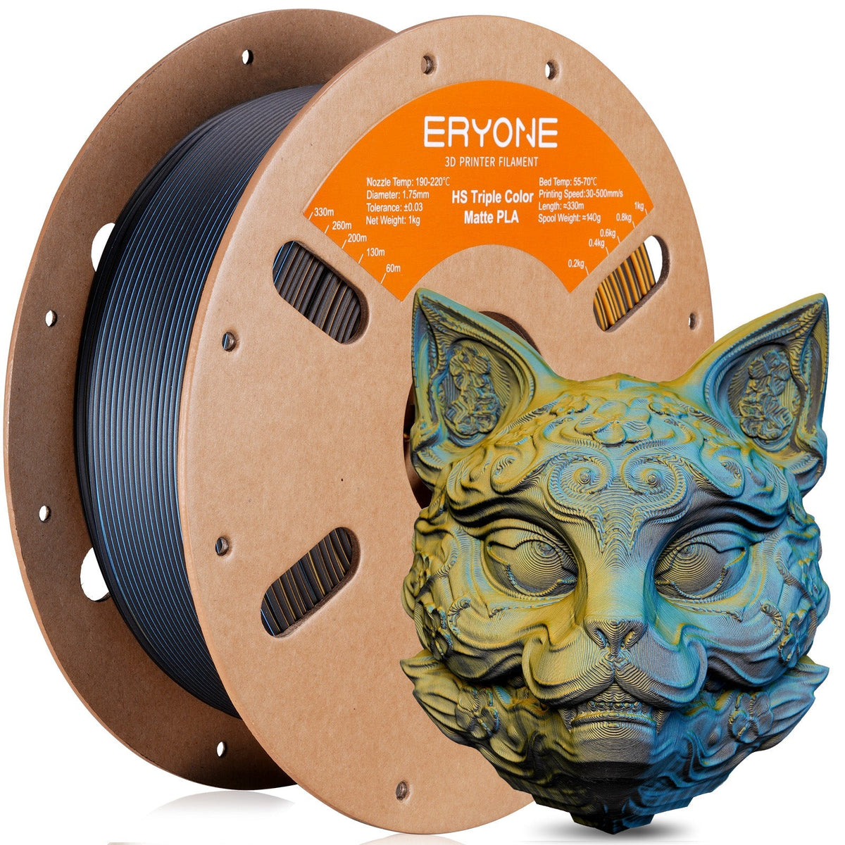 Eryone PLA Matt Dreifarbig – 1,75 mm, 1 kg – Schwarz & Gelb & Blau