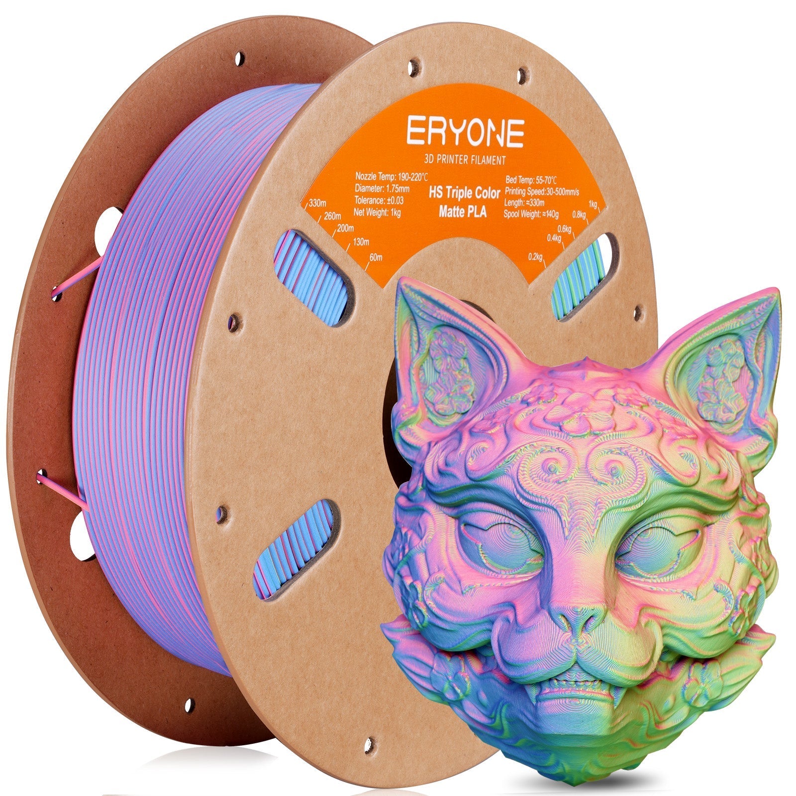 Eryone PLA Matt Dreifarbig – 1,75 mm, 1 kg – Rosa & Grün & Blau