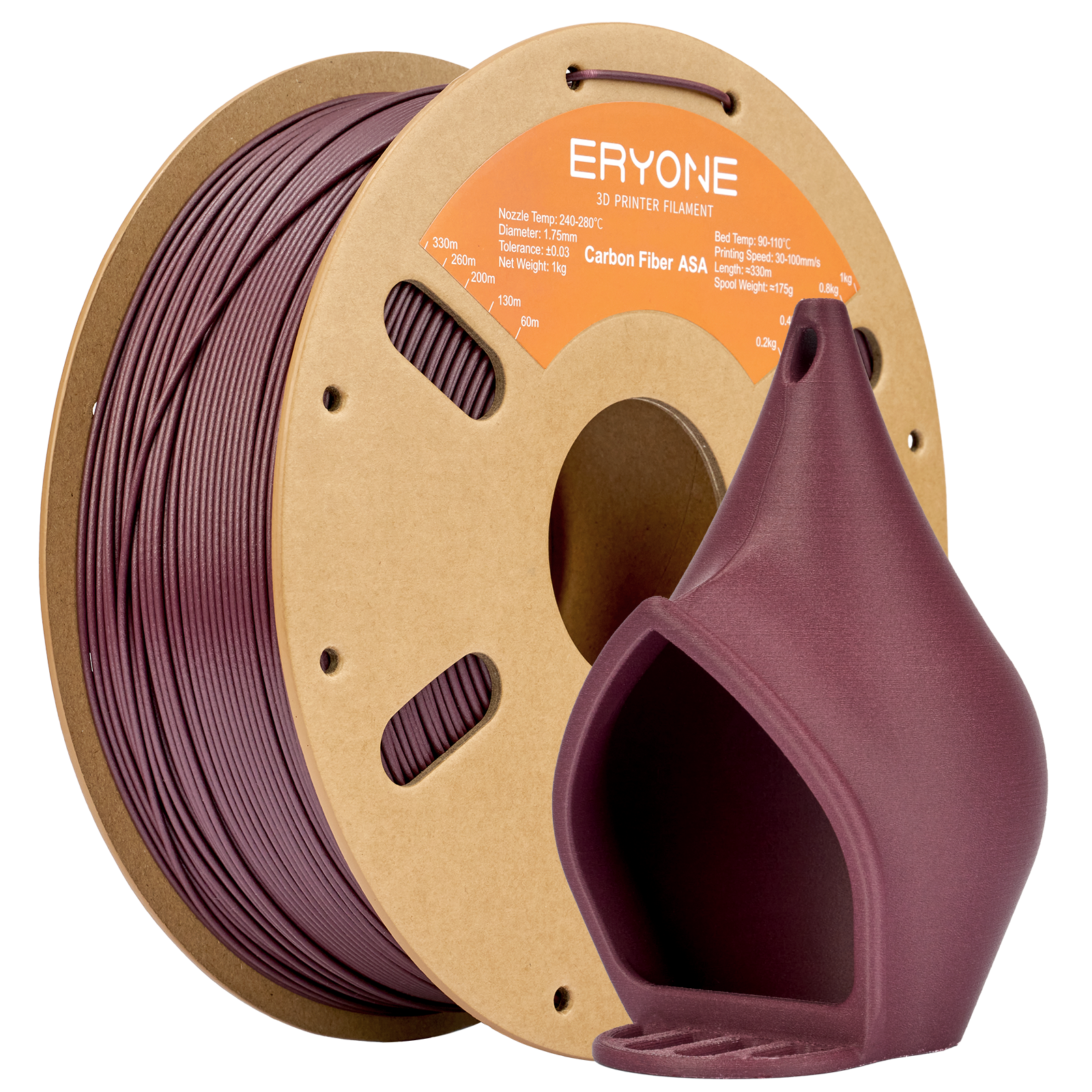 Eryone ASA und ASA-CF – 1,75 mm, 1 kg – ASA – Carbon – Violett Rot
