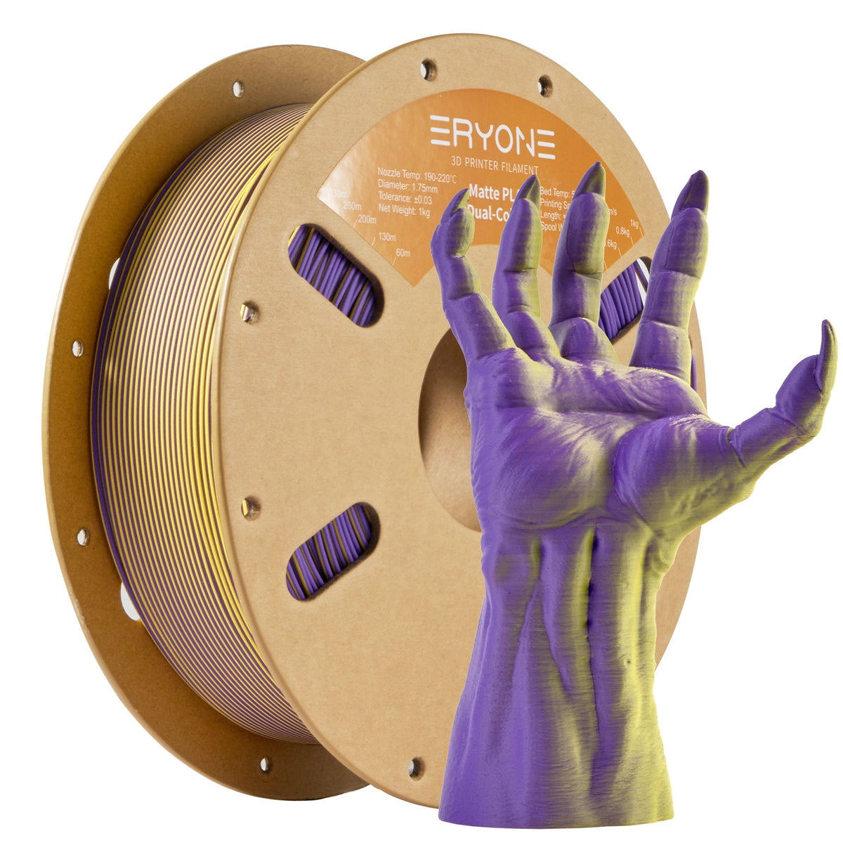 Eryone PLA Matt Zweifarbig mit Verlauf – 1,75 mm, 1 kg – Gelb & Violett