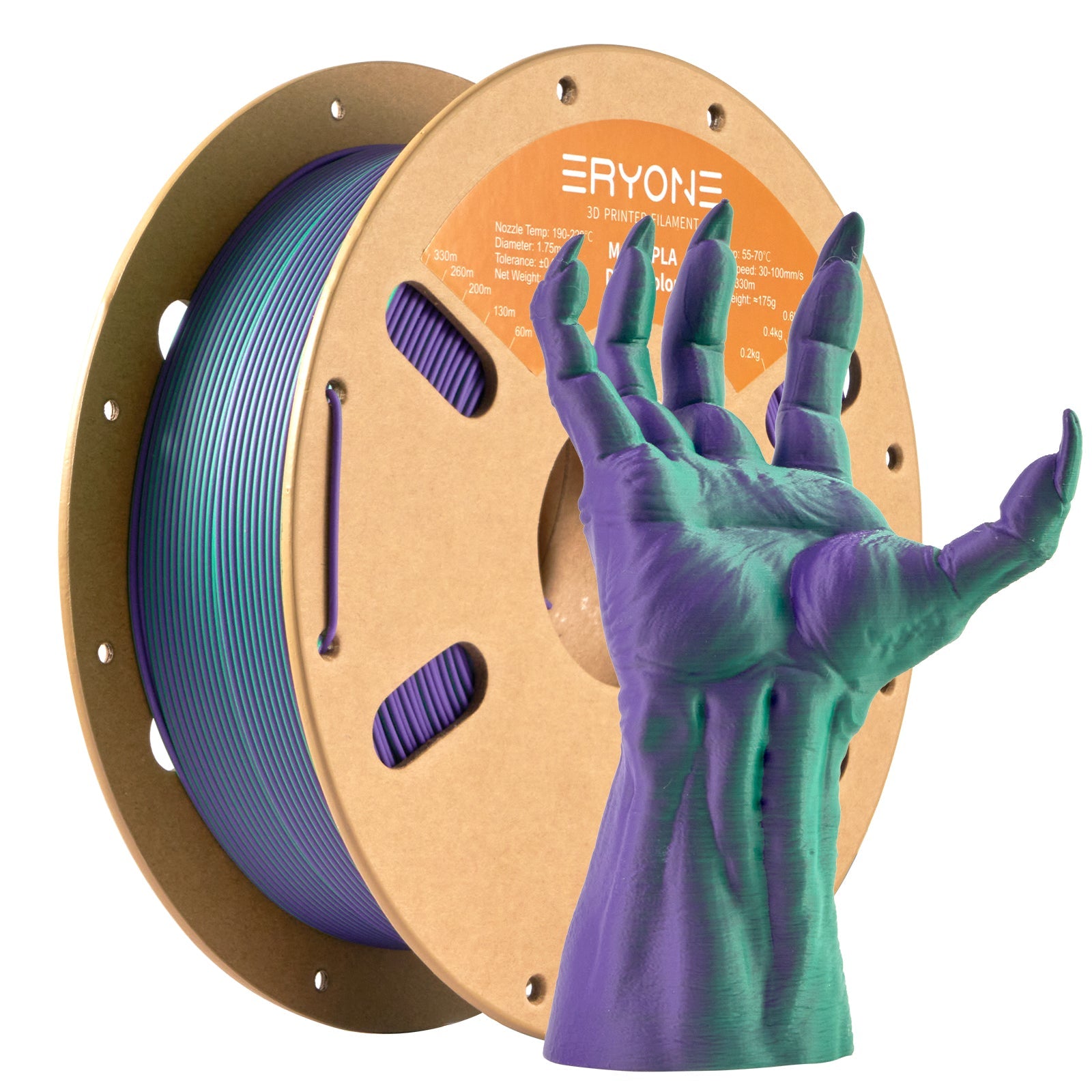 Eryone PLA Matt Zweifarbig mit Verlauf – 1,75 mm, 1 kg – Violett & Grün