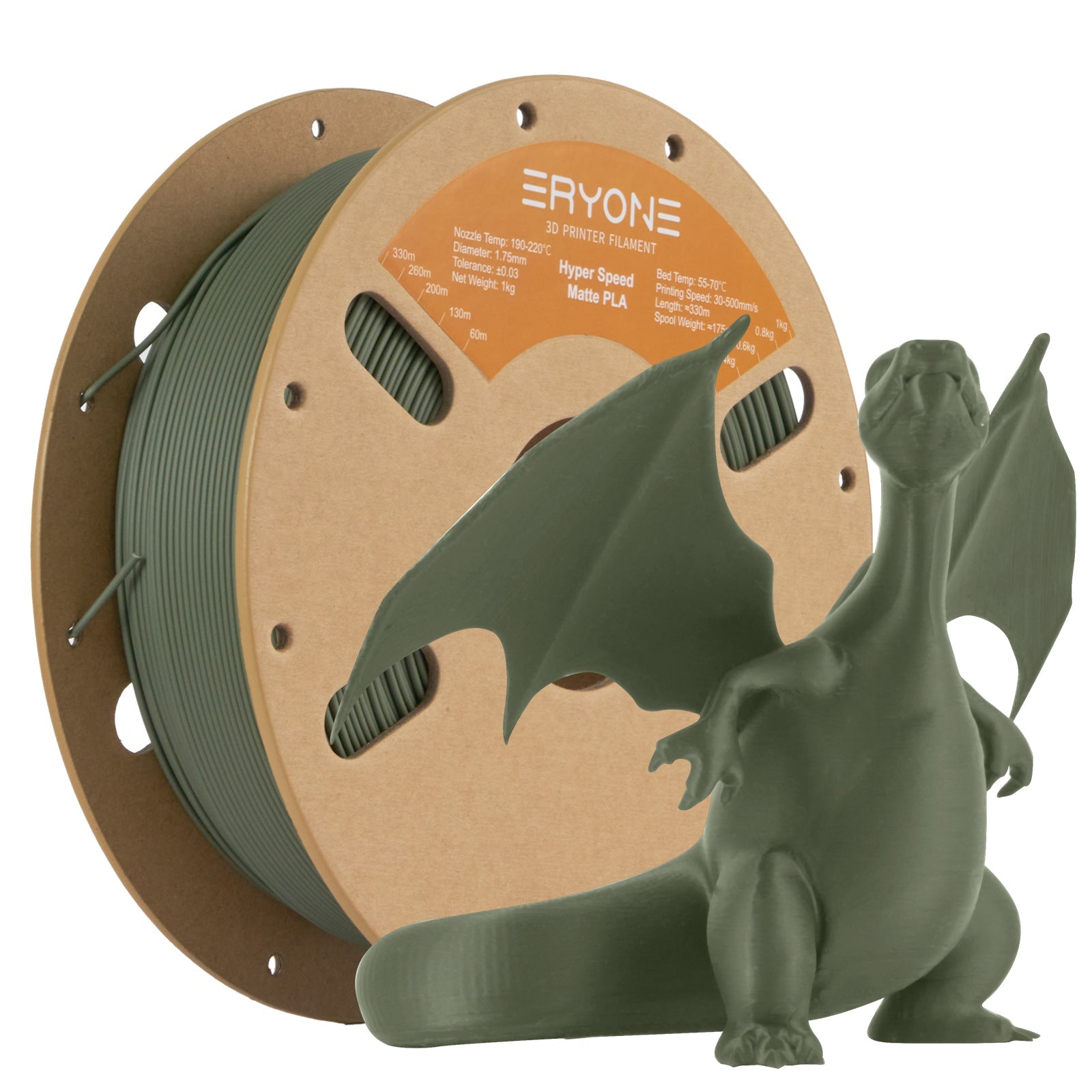 Eryone PLA Matt – 1,75 mm, 1 kg – High-Speed – Oliv Grün