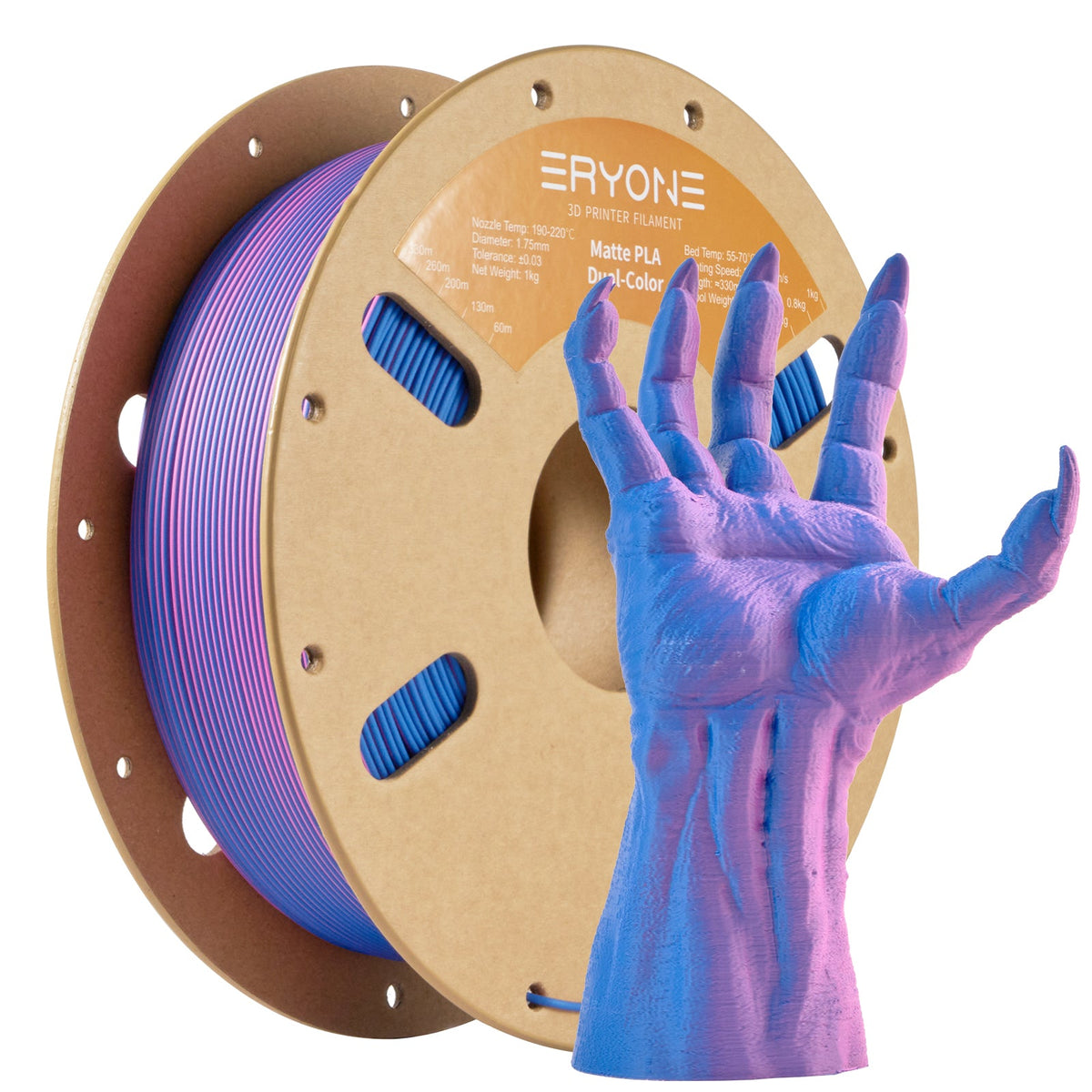 Eryone PLA Matt Zweifarbig mit Verlauf – 1,75 mm, 1 kg – Rosa & Blau