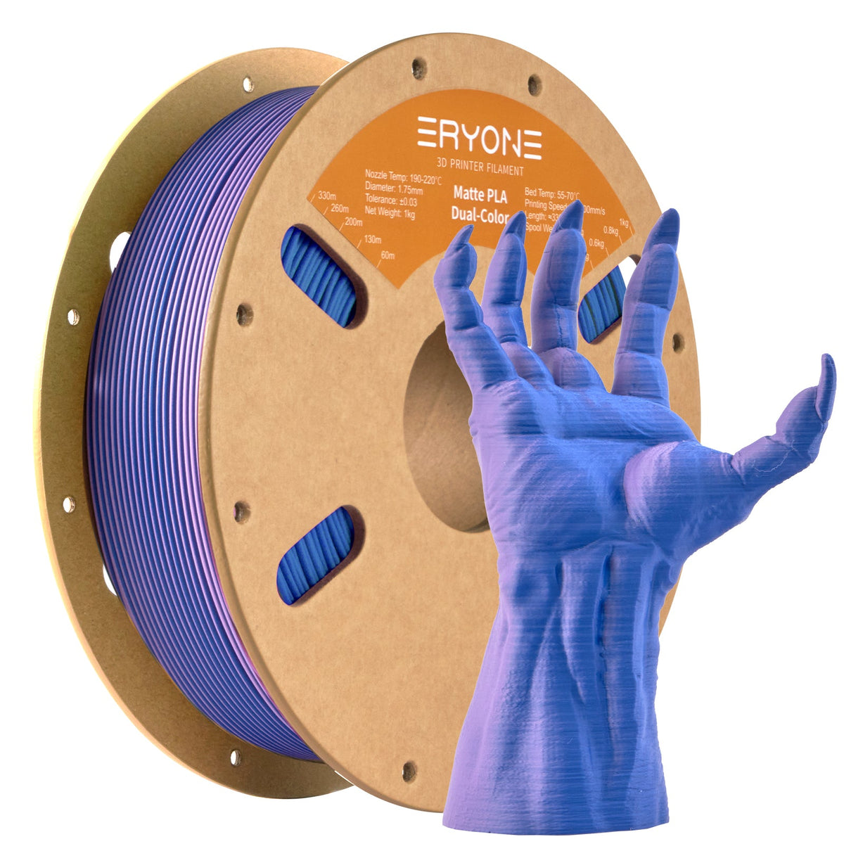 Eryone PLA Matt Zweifarbig mit Verlauf – 1,75 mm, 1 kg – Blau & Violett