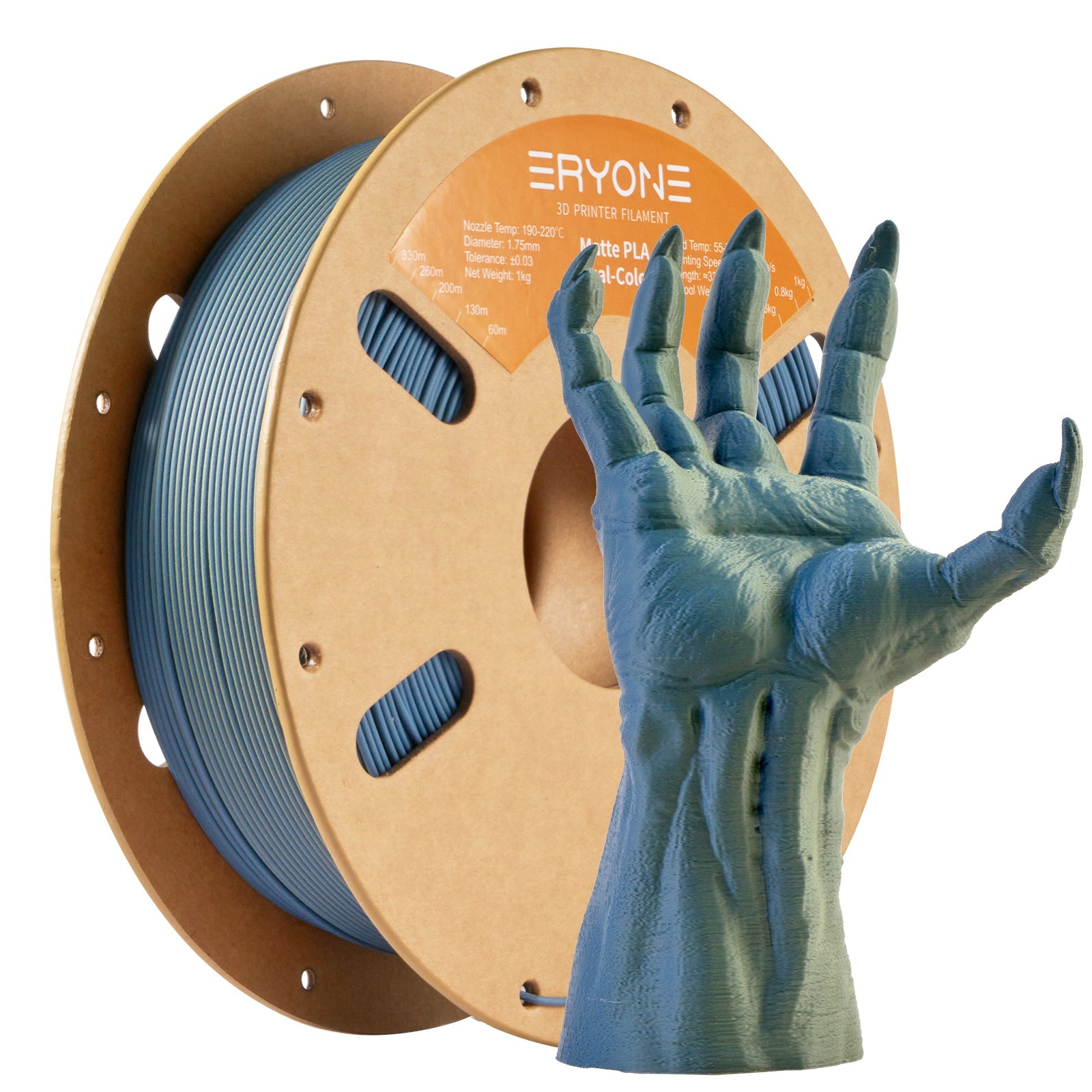 Eryone PLA Matt Zweifarbig mit Verlauf – 1,75 mm, 1 kg – Marine Blau & Oliv Grün