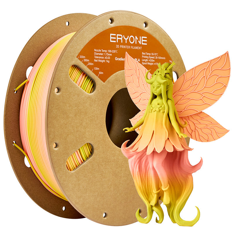 Eryone PLA Matt Zweifarbig mit Verlauf – 1,75 mm, 1 kg – Gradient – Rosa & Gelb Grün