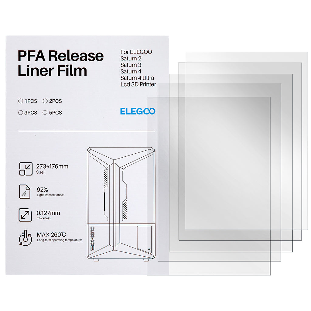 Elegoo PFA-Folie für Saturn 2/8K/3/4/4 Ultra/4 Ultra 16K (5 Stück)