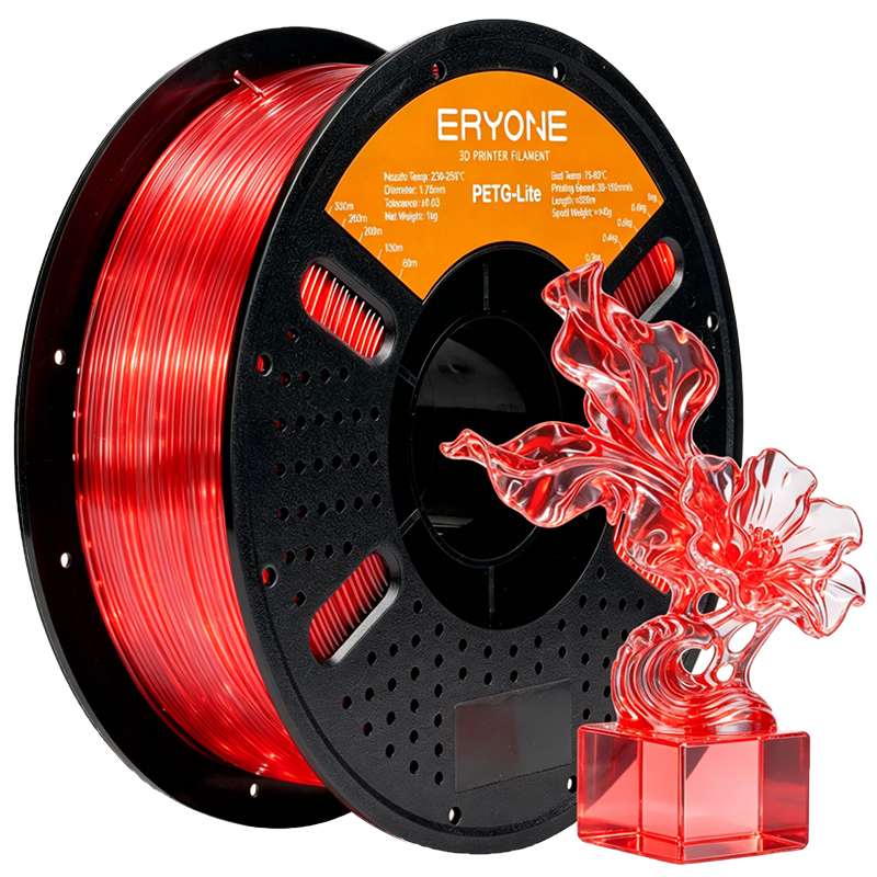 Eryone PETG Lite – 1,75 mm, 1 kg – PETG – Lite – Transparent Rot