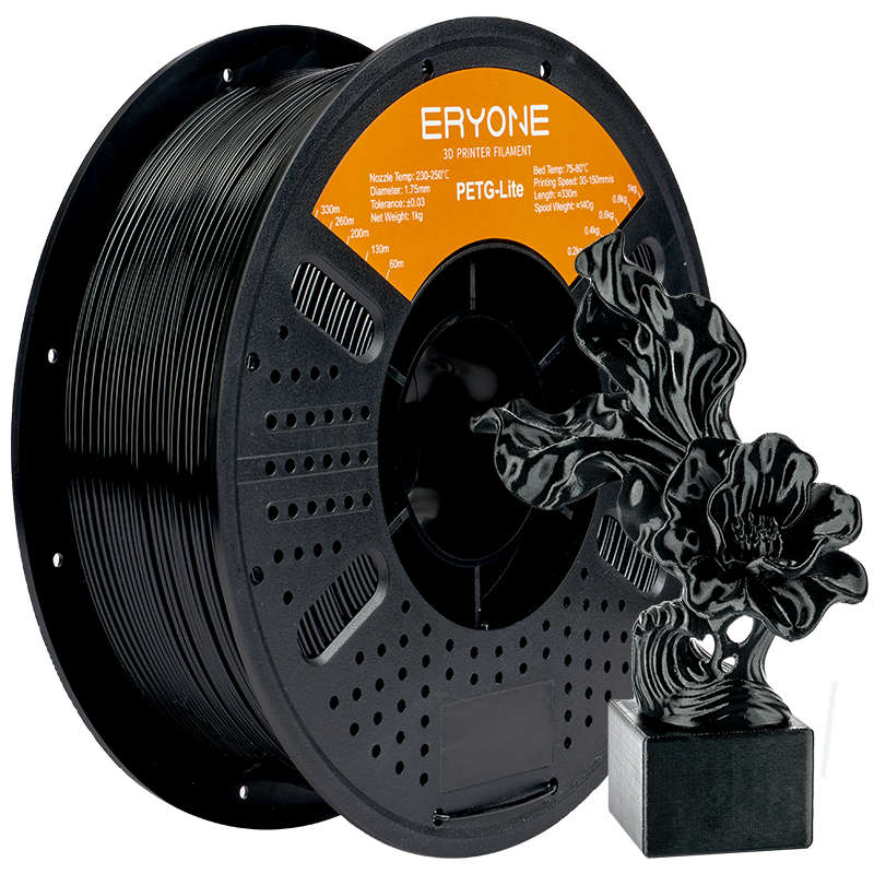 Eryone PETG Lite – 1,75 mm, 1 kg – PETG – Lite – Schwarz
