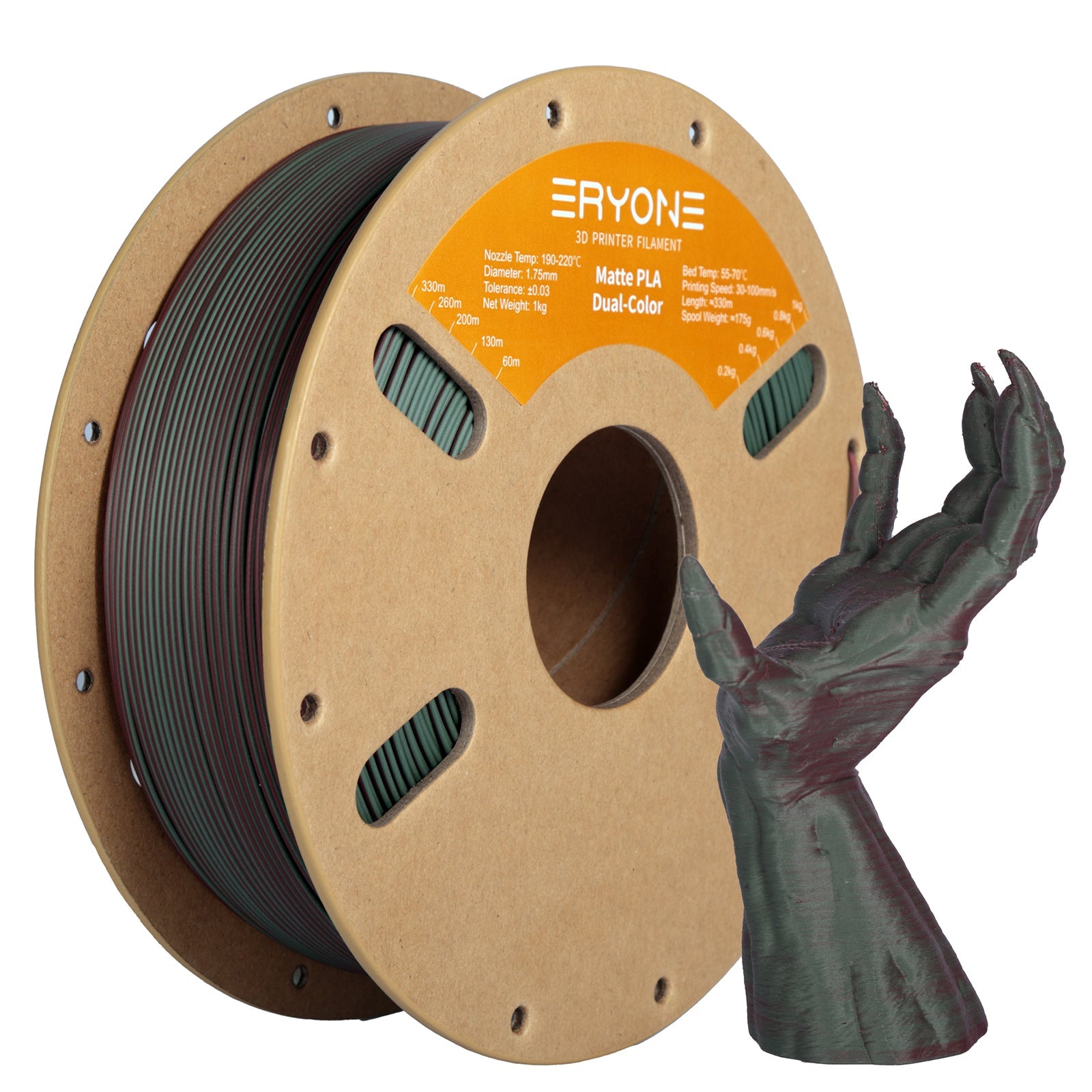 Eryone PLA Matt Zweifarbig mit Verlauf – 1,75 mm, 1 kg – Rosen Rosa & Sage Grün