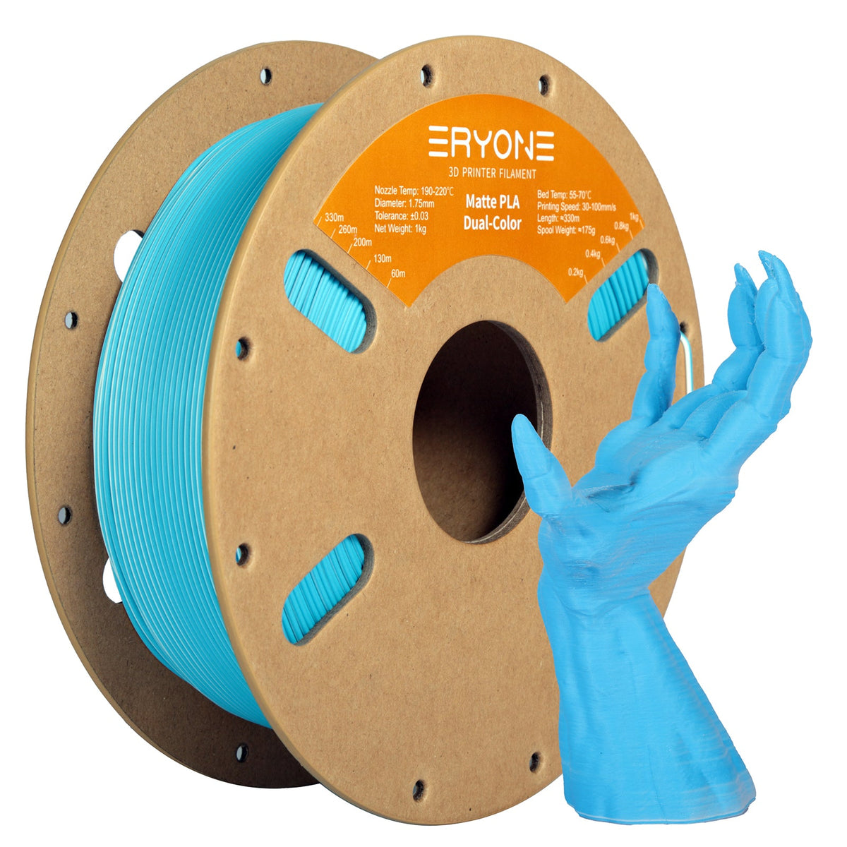 Eryone PLA Matt Zweifarbig mit Verlauf – 1,75 mm, 1 kg – Blau & Weiß