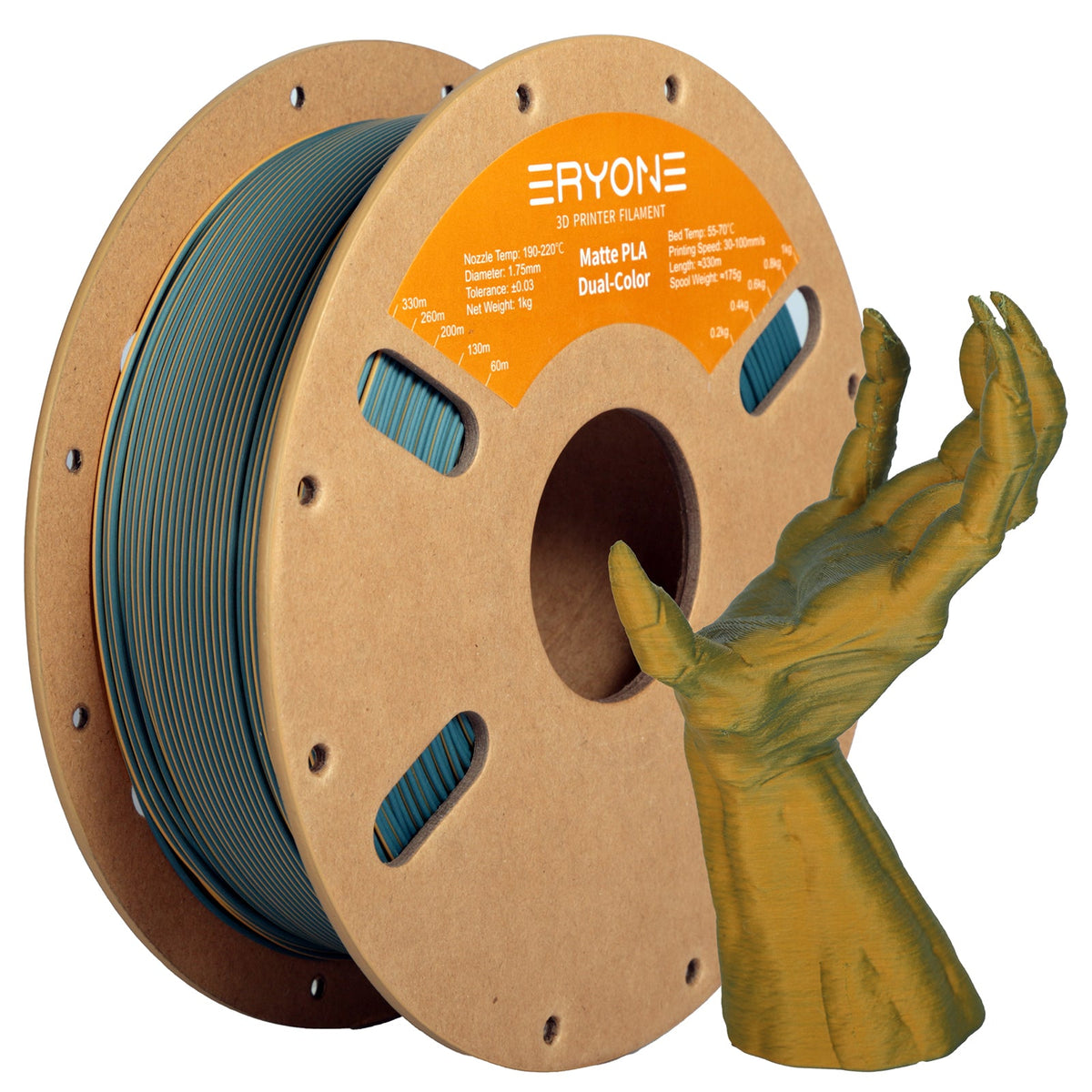 Eryone PLA Matt Zweifarbig mit Verlauf – 1,75 mm, 1 kg – Dusty Blau & Mustard Gelb