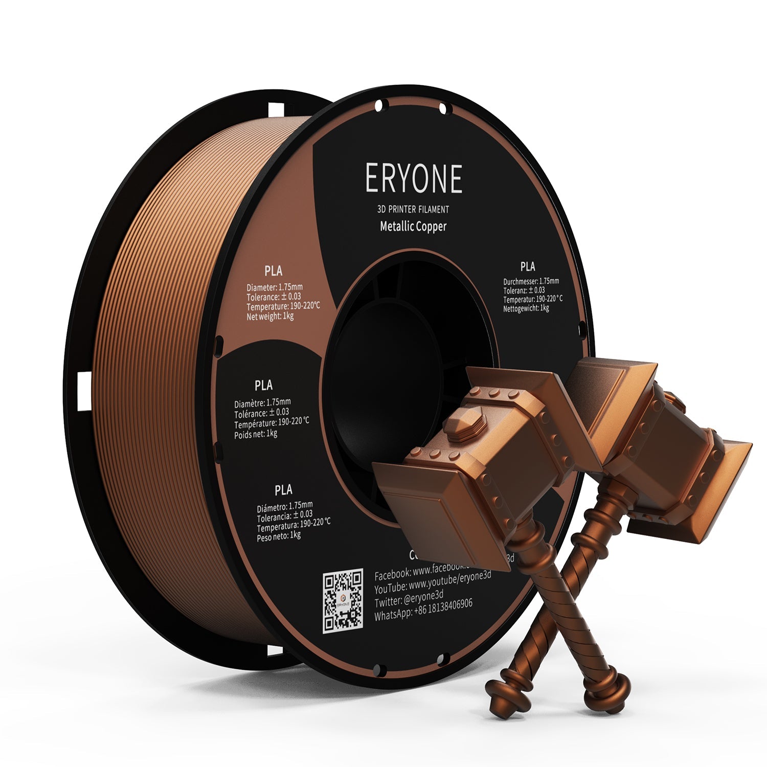 Eryone PLA Metallic – 1,75 mm, 1 kg – Kupfer