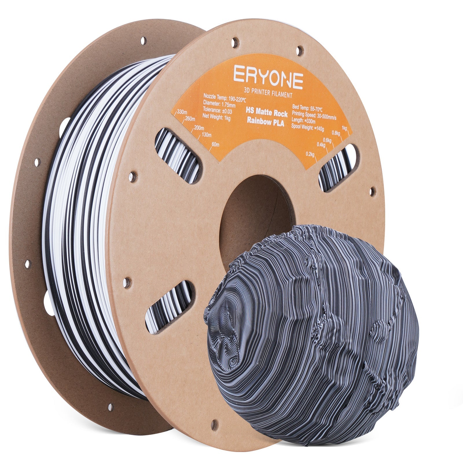 Eryone PLA Matt – 1,75 mm, 1 kg – High-Speed Twisted – Zebra Stone