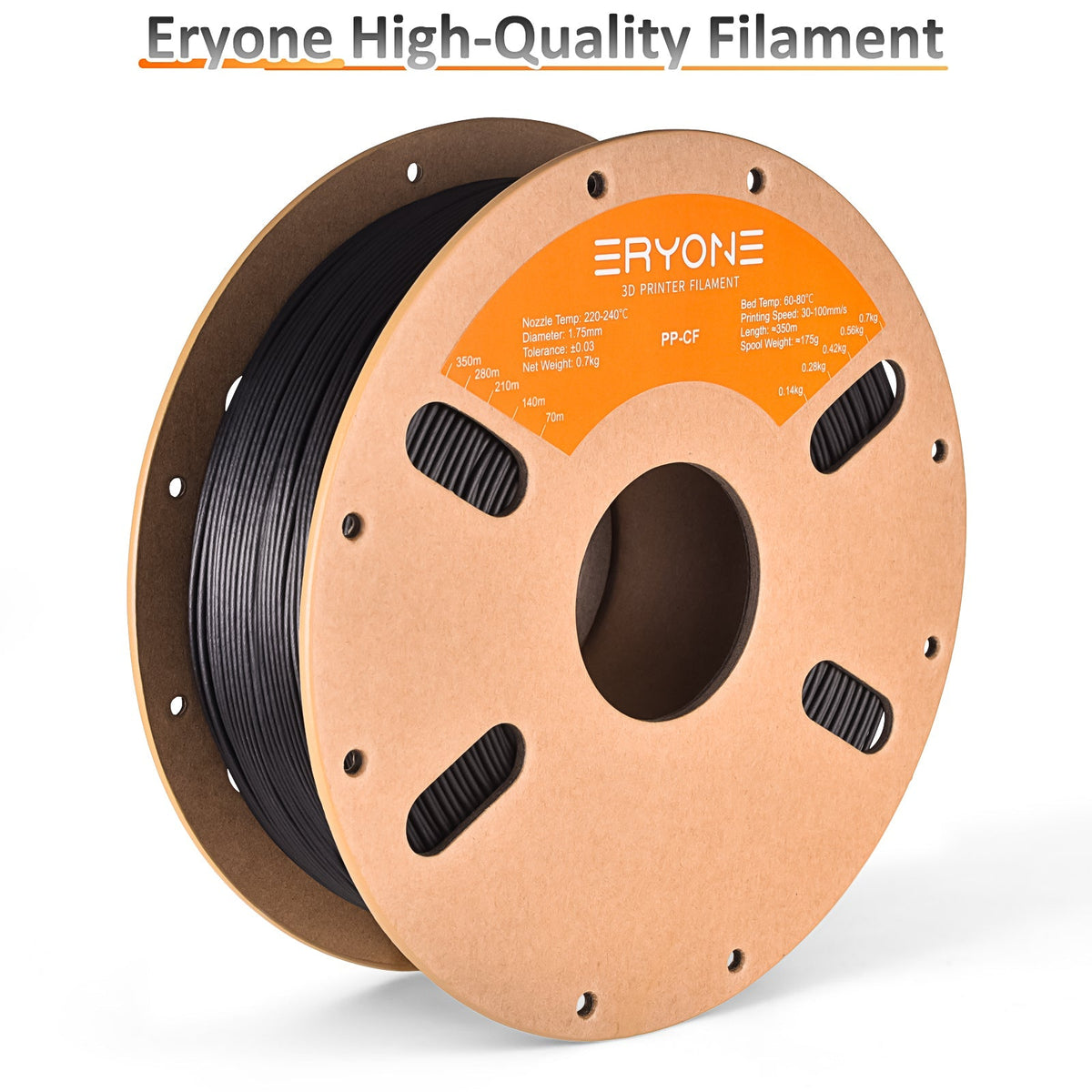 Eryone PP und PP-CF – 1,75 mm, 900 g – Carbon – Schwarz (PP – Carbon) – 700g