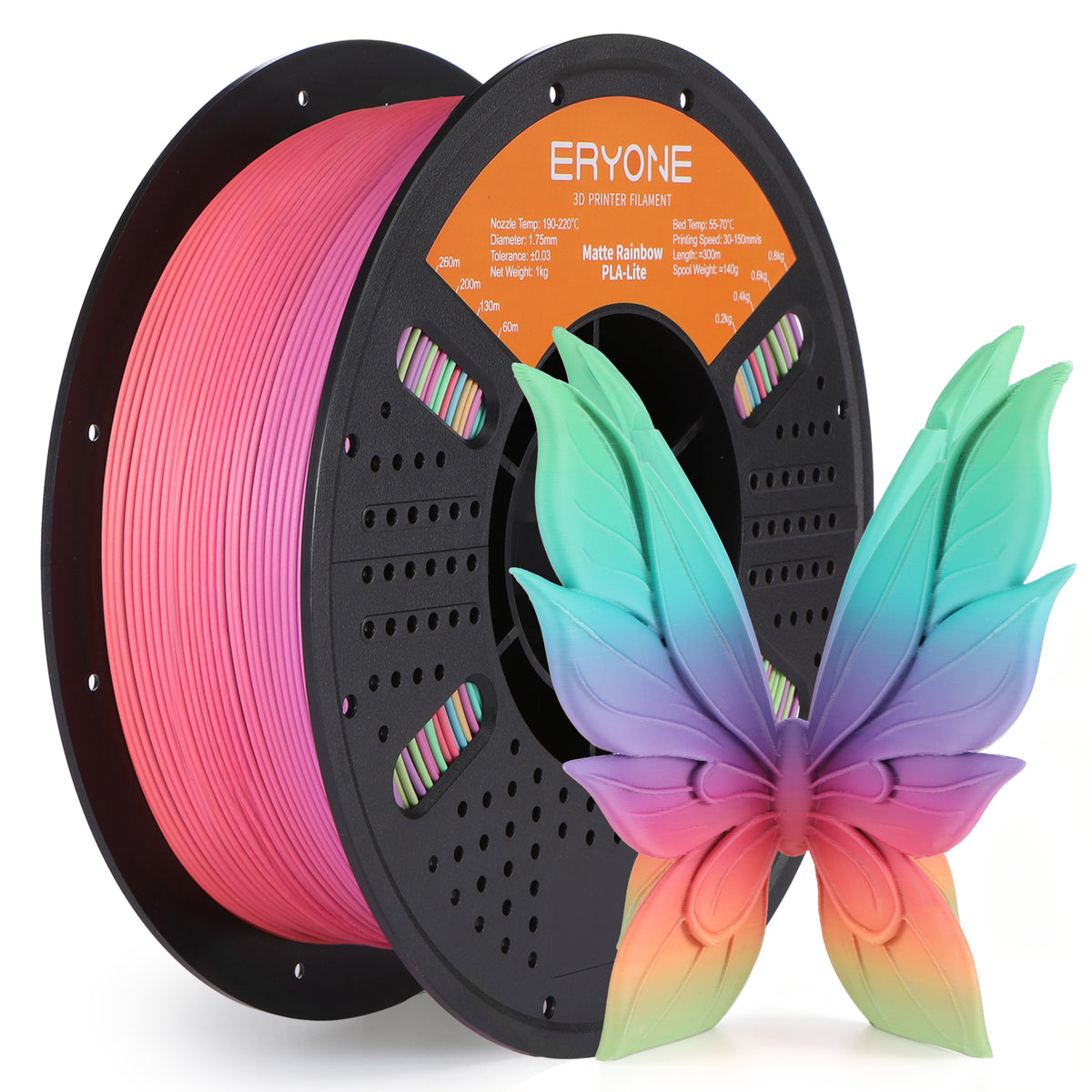 Eryone PLA Lite Matt – 1,75 mm, 1 kg – PLA Lite Matt Regenbogen – Regenbogen Candy
