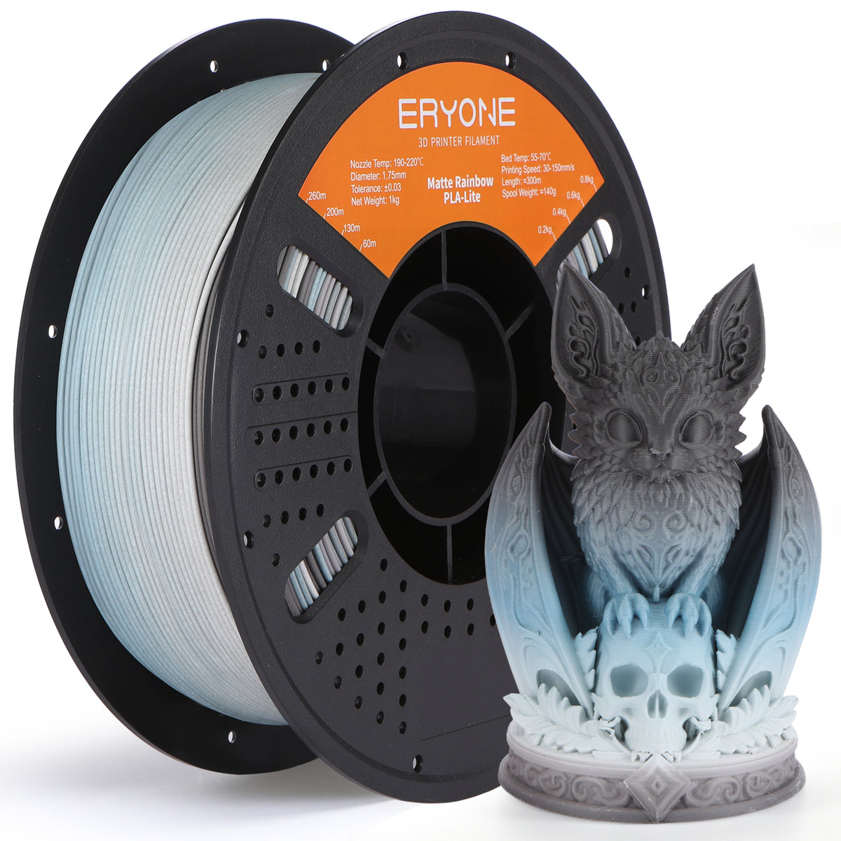 Eryone PLA Lite Matt – 1,75 mm, 1 kg – PLA Lite Matt Regenbogen – Mist