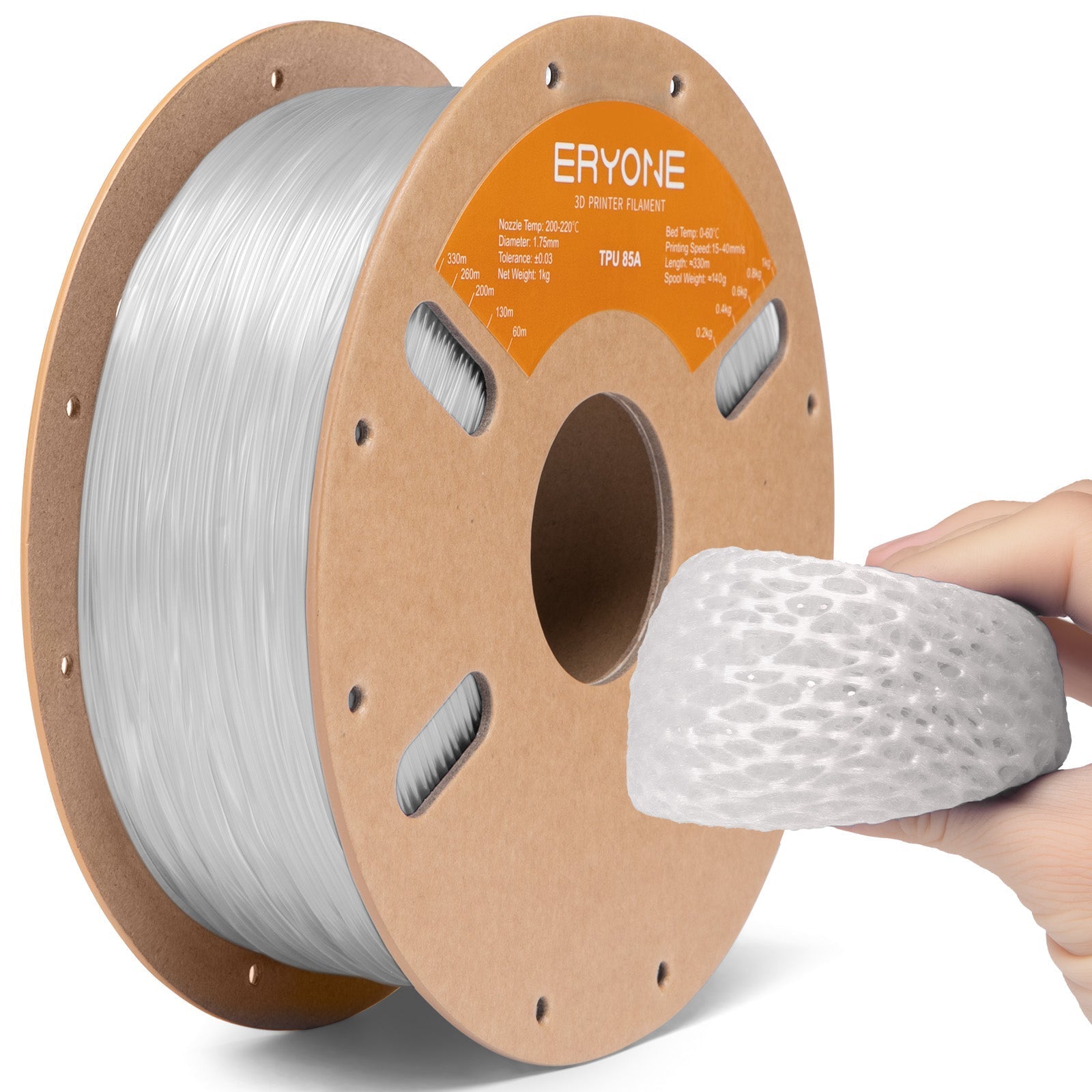Eryone TPU 85A flexibel – 1,75 mm, 1 kg – Transparent