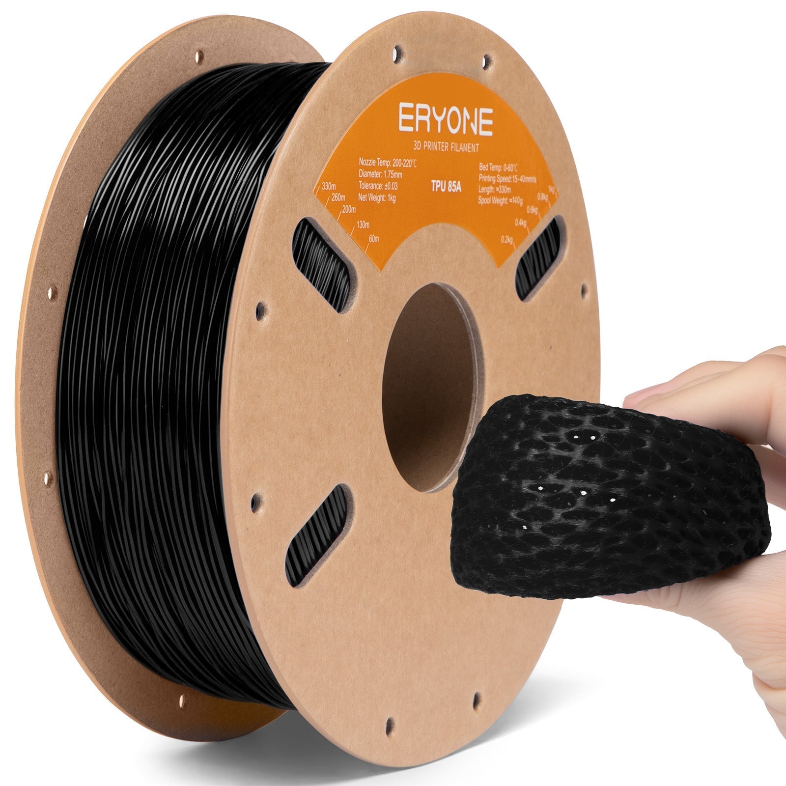Eryone TPU 85A flexibel – 1,75 mm, 1 kg – Schwarz