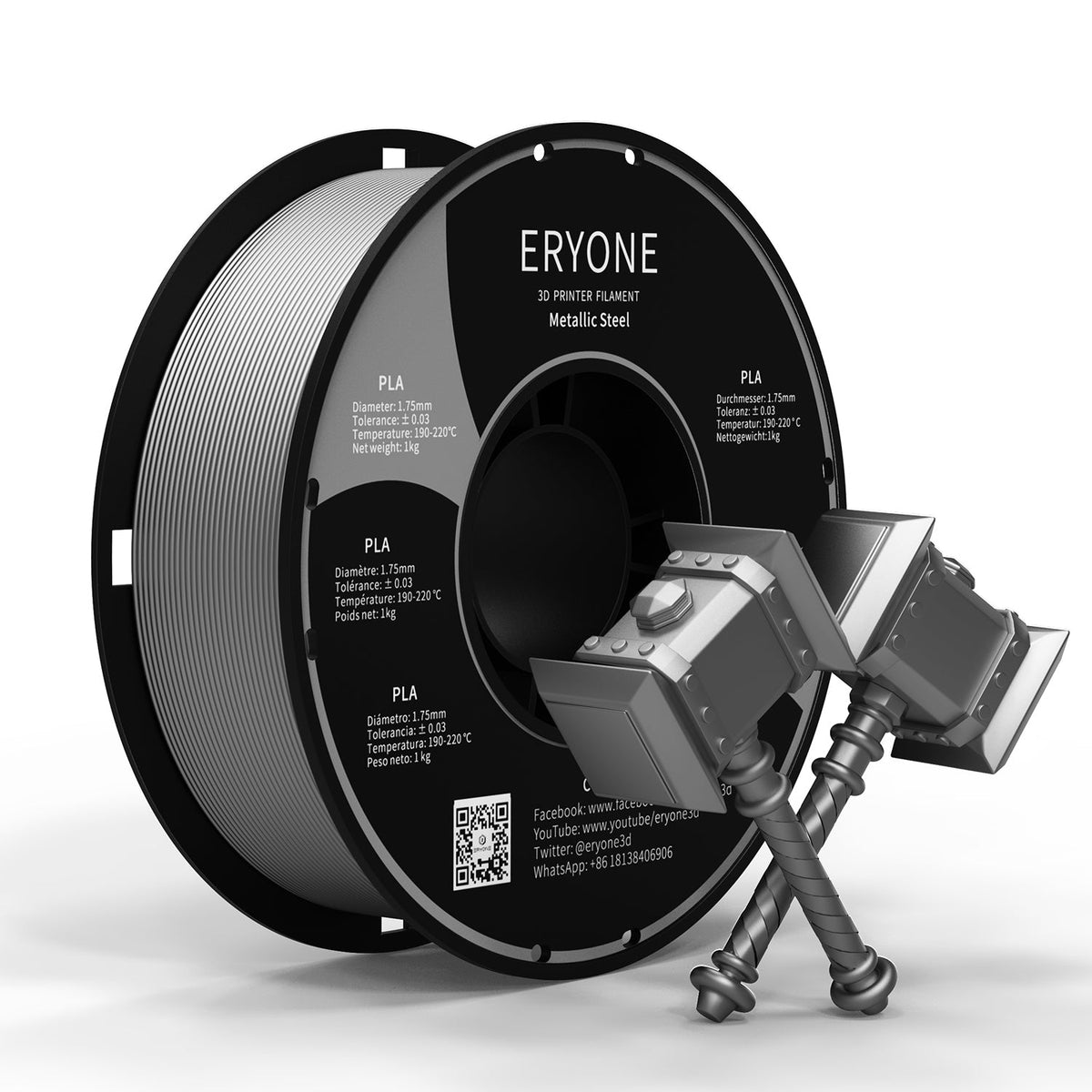 Eryone PLA Metallic – 1,75 mm, 1 kg – Stainless steel