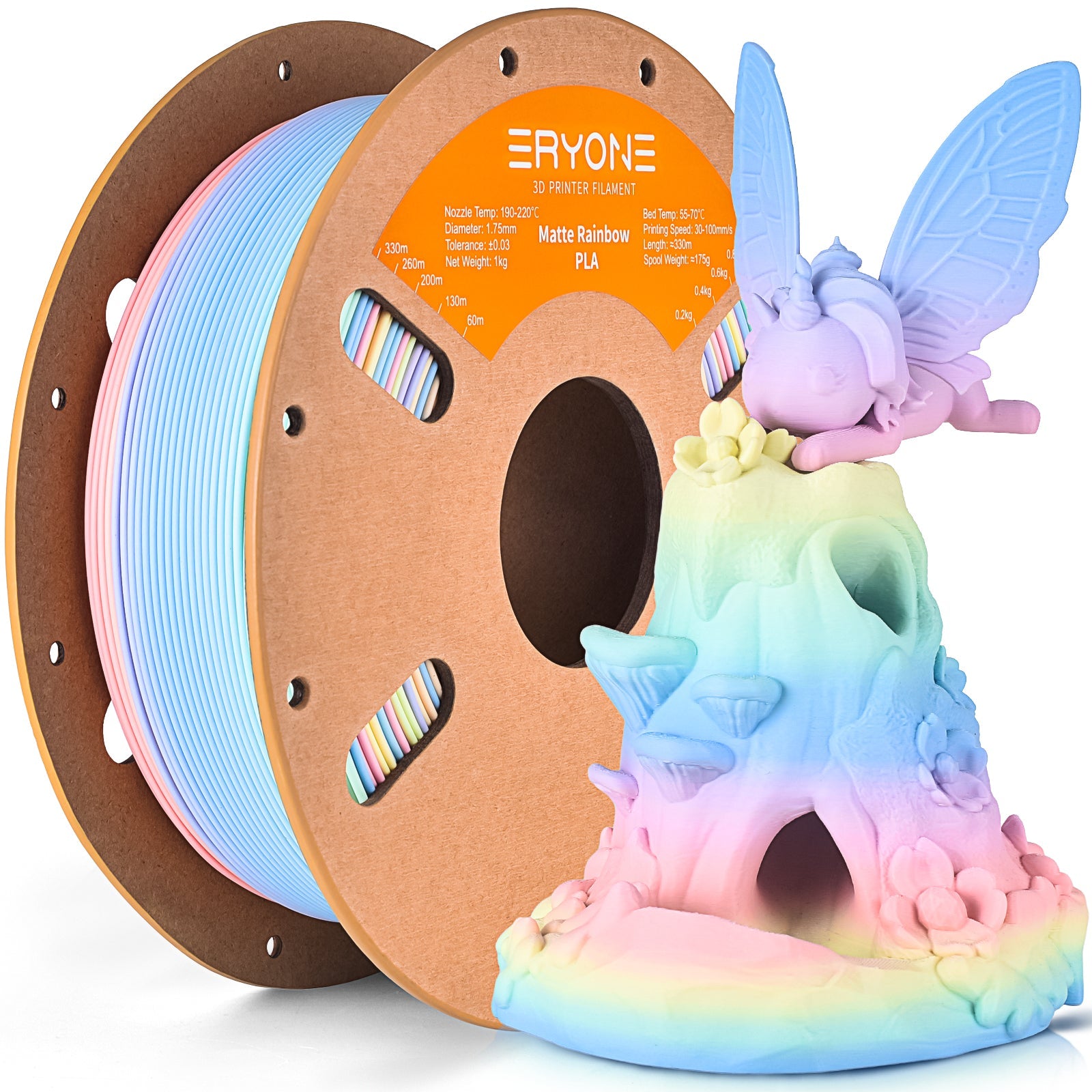 Eryone PLA Matt – 1,75 mm, 1 kg – Regenbogen Macarons
