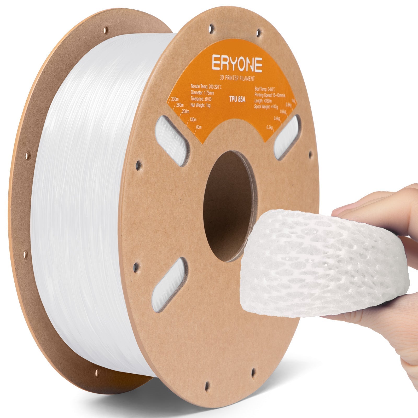 Eryone TPU 85A flexibel – 1,75 mm, 1 kg – Weiß