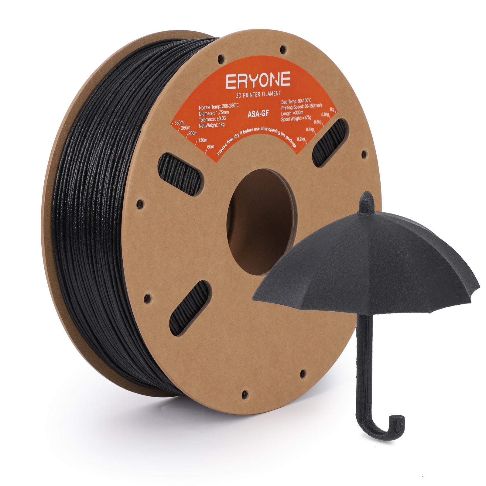 Eryone ASA-GF glasfaserverstärkt – 1,75 mm, 1 kg – Schwarz