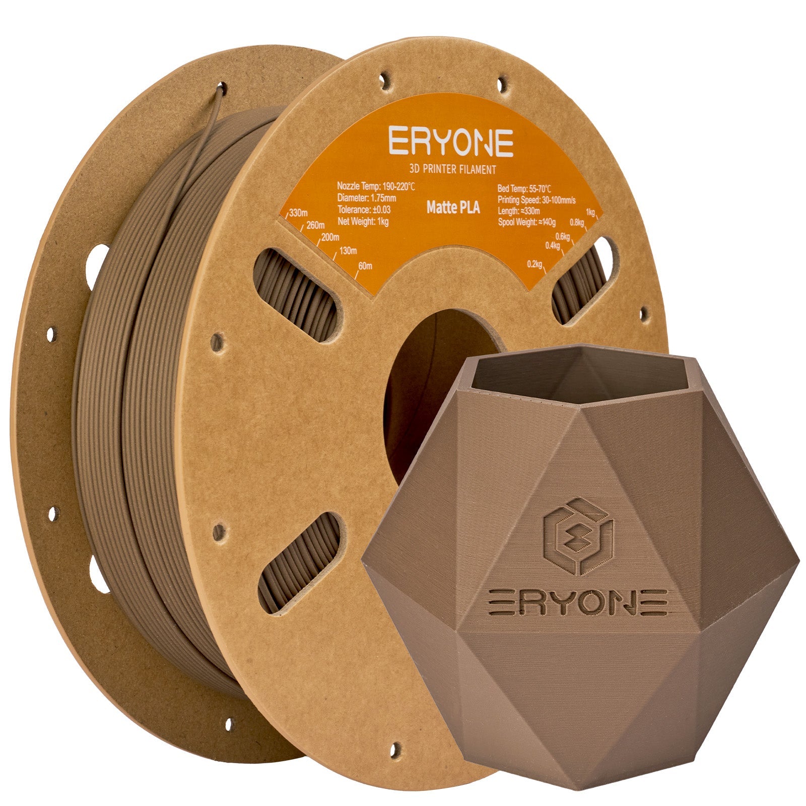 Eryone PLA Matt – 1,75 mm, 1 kg – PLA Matt – Nuss Braun
