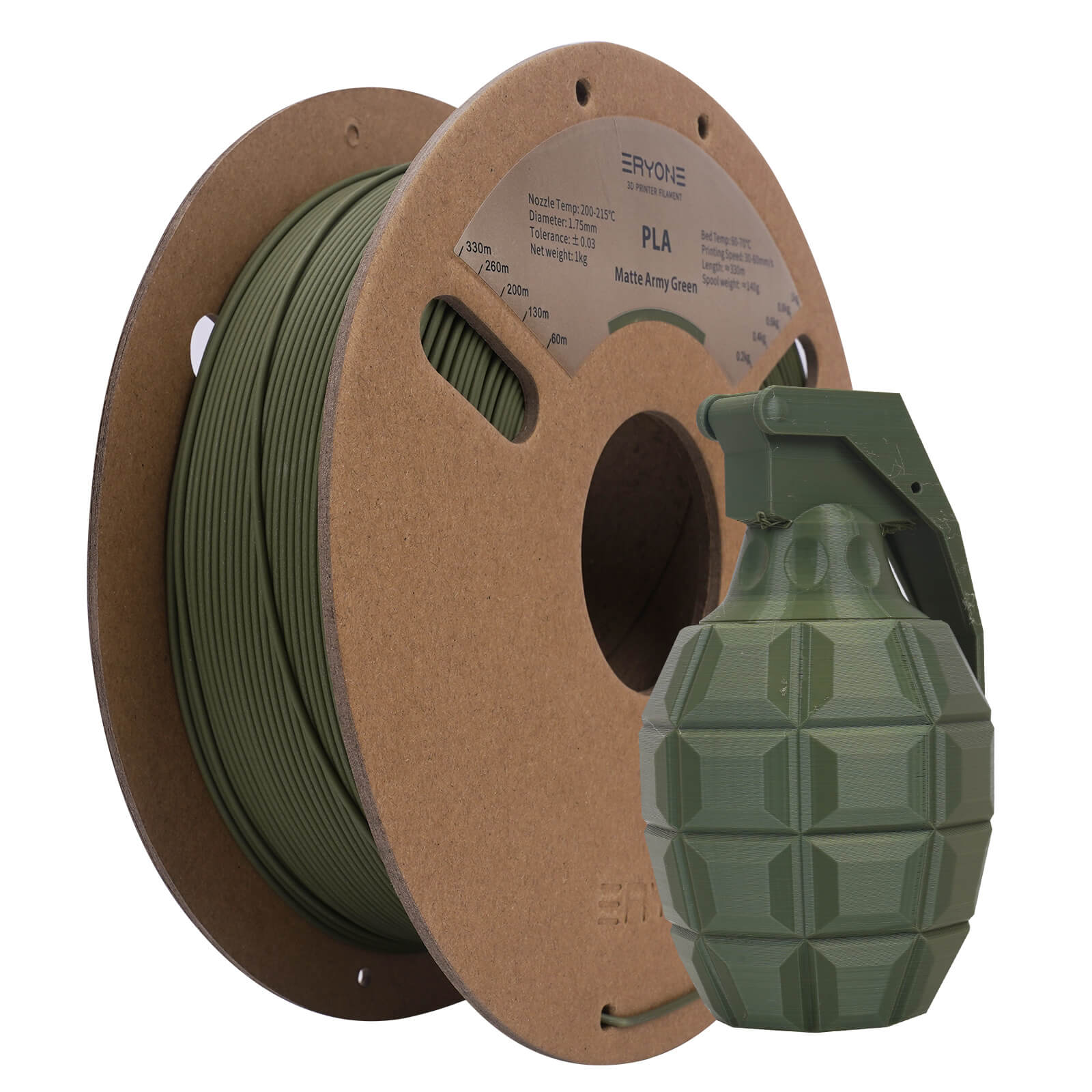 Eryone PLA Matt – 1,75 mm, 1 kg – Oliv Grün 2
