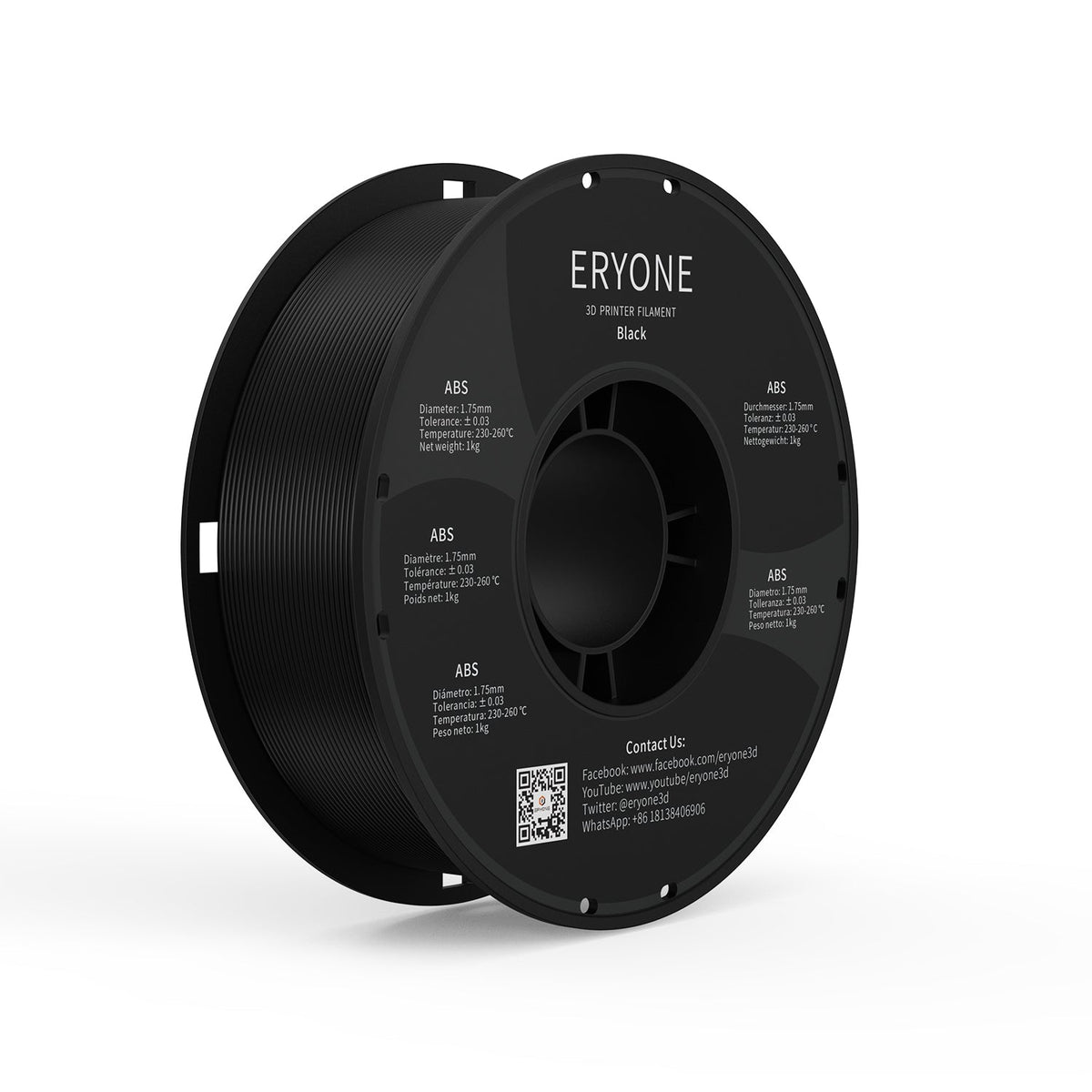 Eryone ABS und ABS-CF – 1,75 mm, 1 kg – ABS – Schwarz