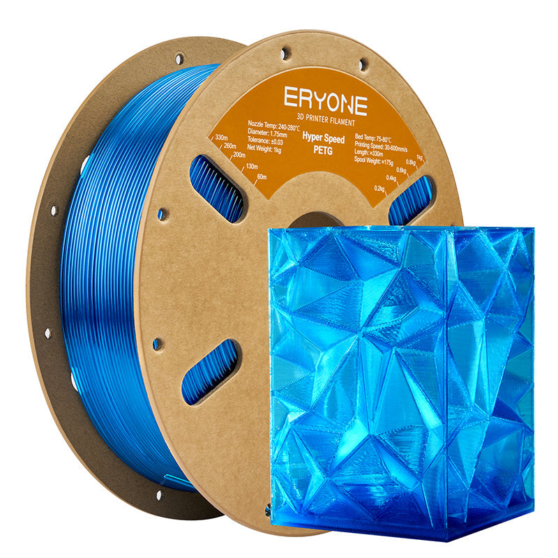 Eryone PETG und PETG-CF – 1,75 mm, 1 kg – High-Speed – Transparent Blau