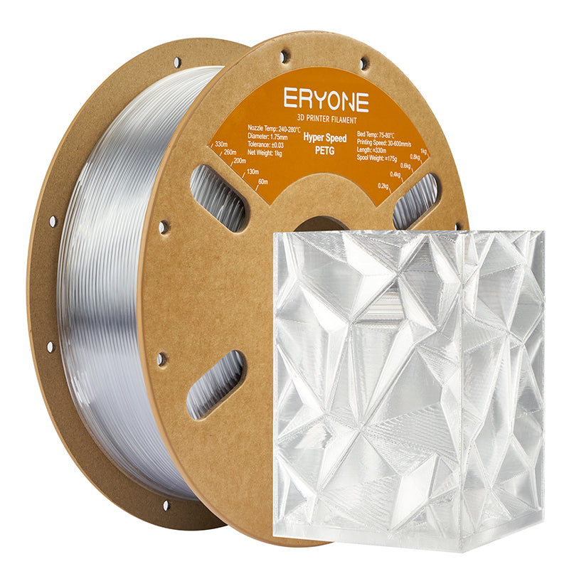 Eryone PETG und PETG-CF – 1,75 mm, 1 kg – High-Speed – Transparent