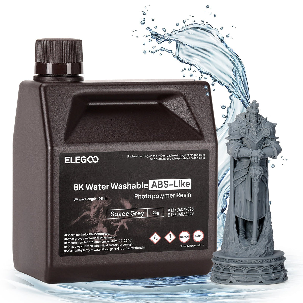 Elegoo 8K Wasserabwaschbares ABS-ähnliches Harz – 2 kg