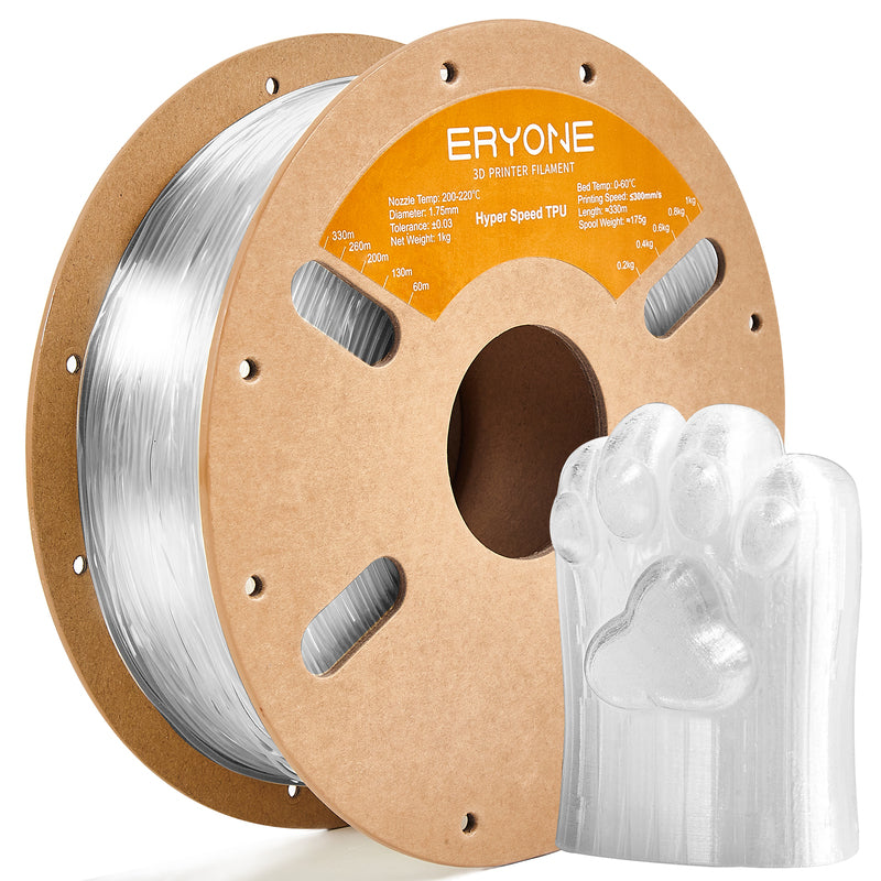 Eryone TPU flexibel – 1,75 mm, 0,5 und 1 kg – High-Speed – Transparent – 1KG