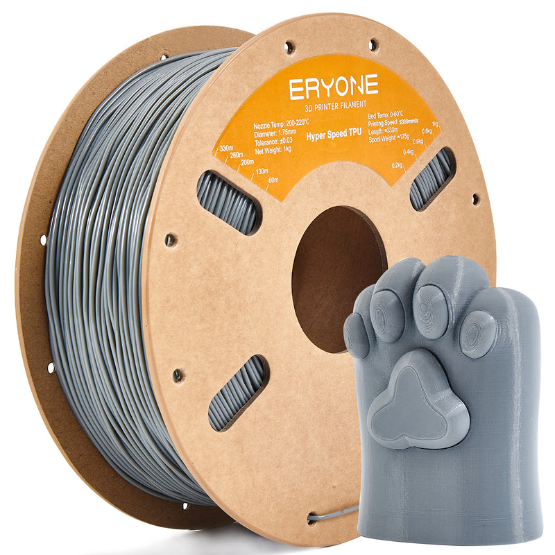 Eryone TPU flexibel – 1,75 mm, 0,5 und 1 kg – High-Speed – Grau – 1KG