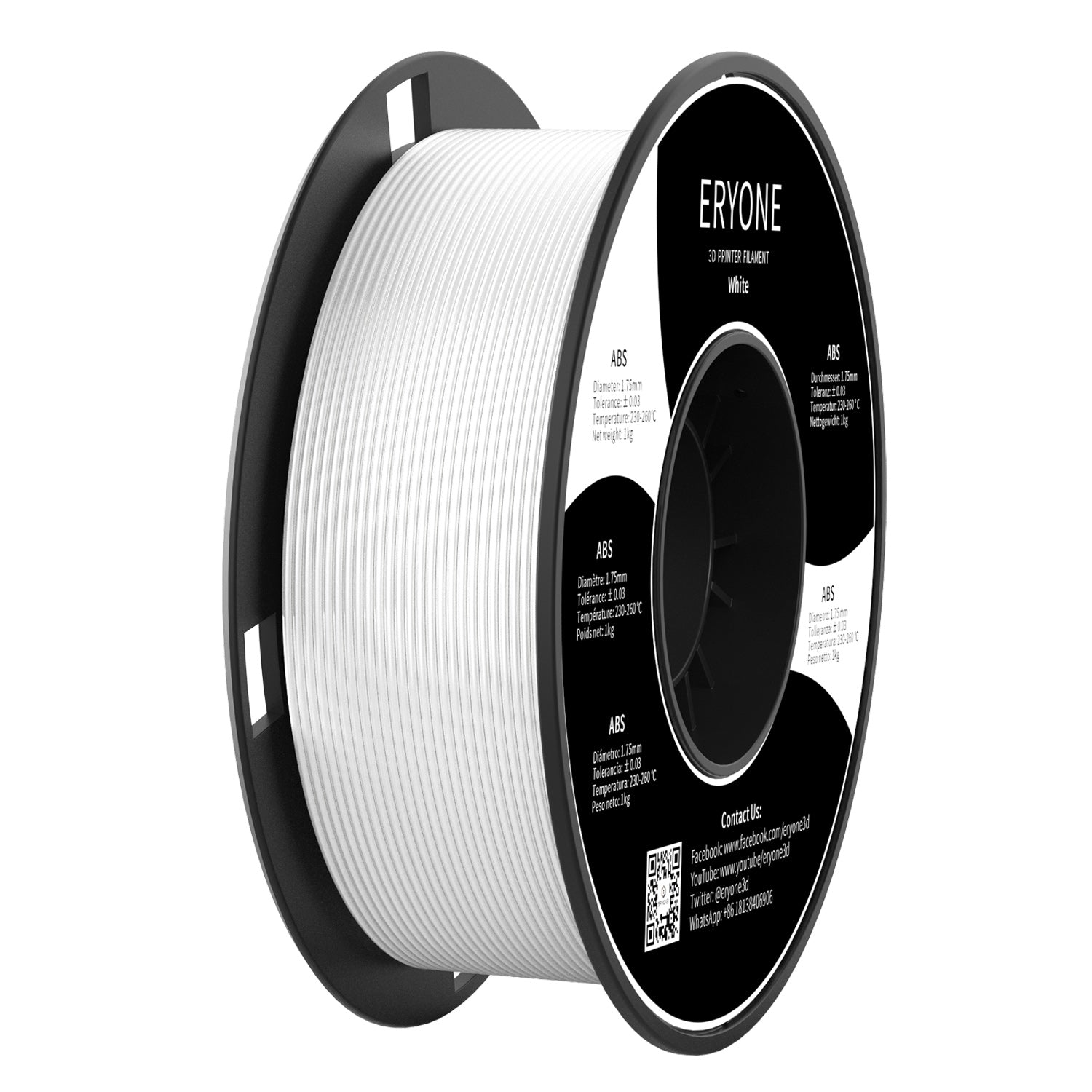 Eryone ABS und ABS-CF – 1,75 mm, 1 kg – ABS – Weiß
