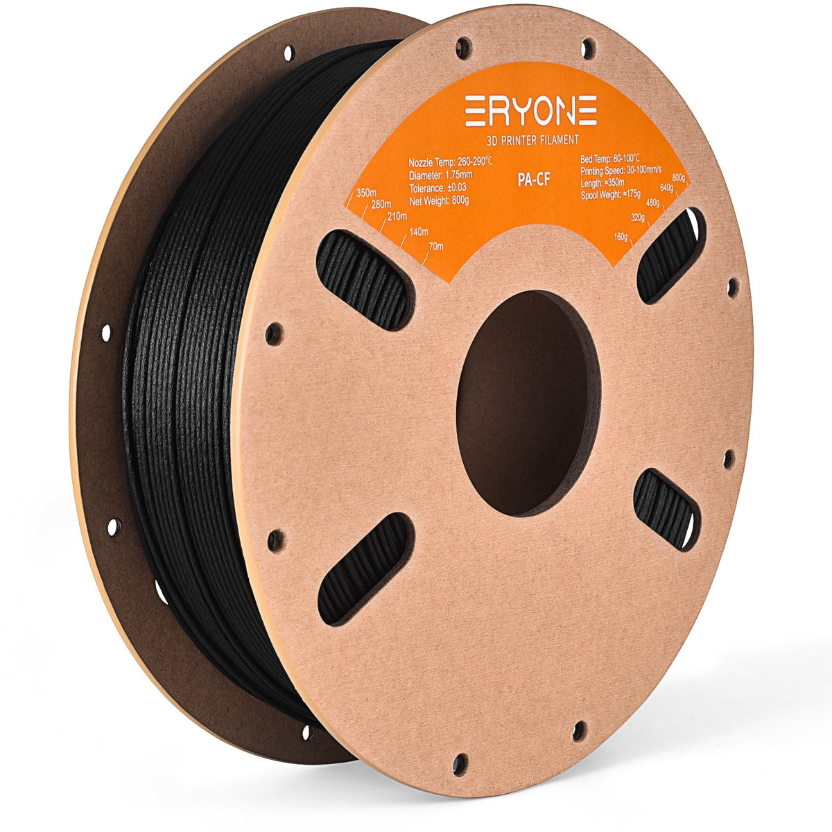 Eryone Nylon PA6 und PA12, auch mit Carbon und Glasfaser – 1,75 mm, 1 kg – Schwarz (PA6 – Carbon) – 800g