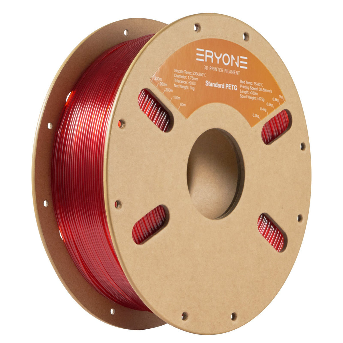 Eryone PETG und PETG-CF – 1,75 mm, 1 kg – Transparent Rot