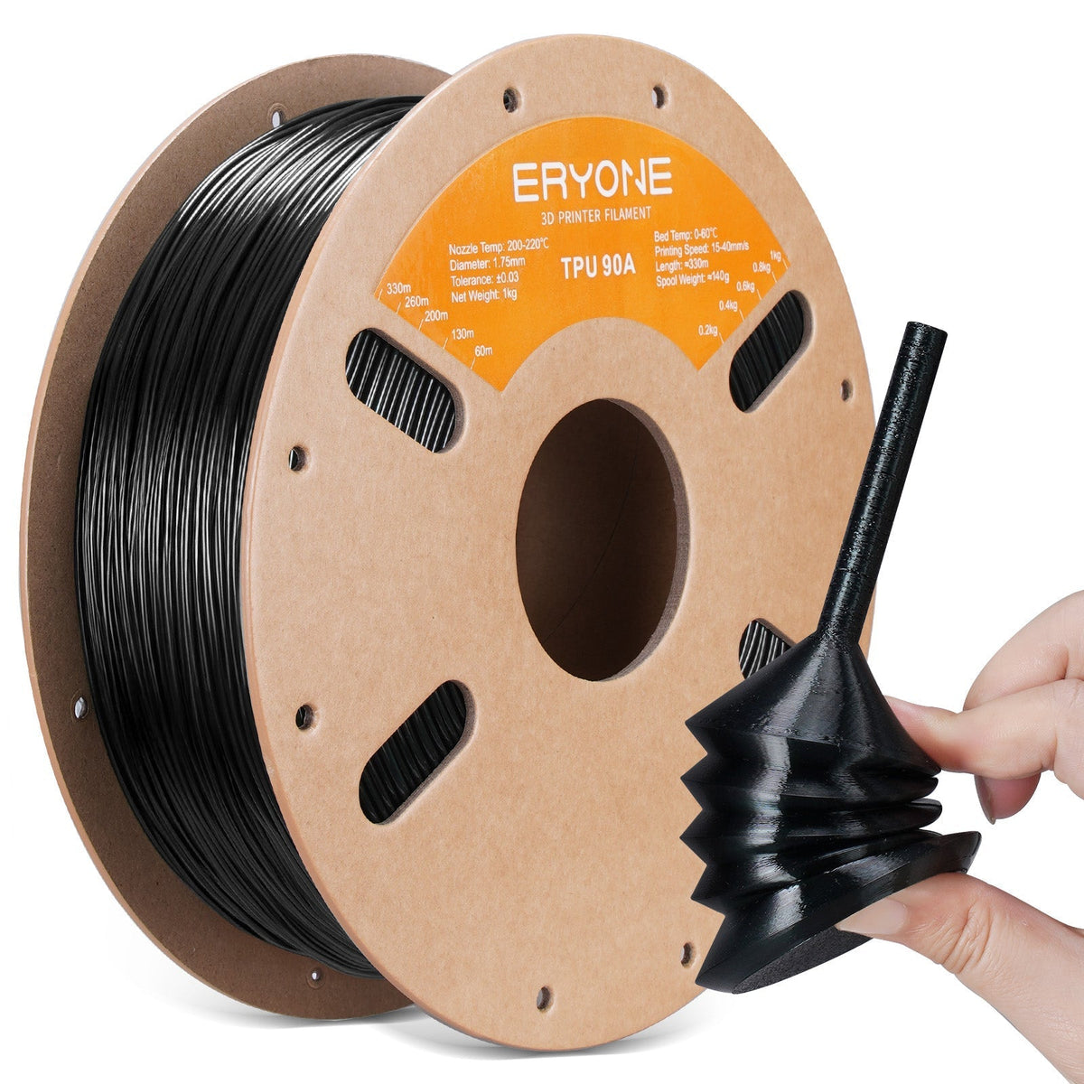 Eryone TPU 90A flexibel – 1,75 mm, 1 kg – Schwarz
