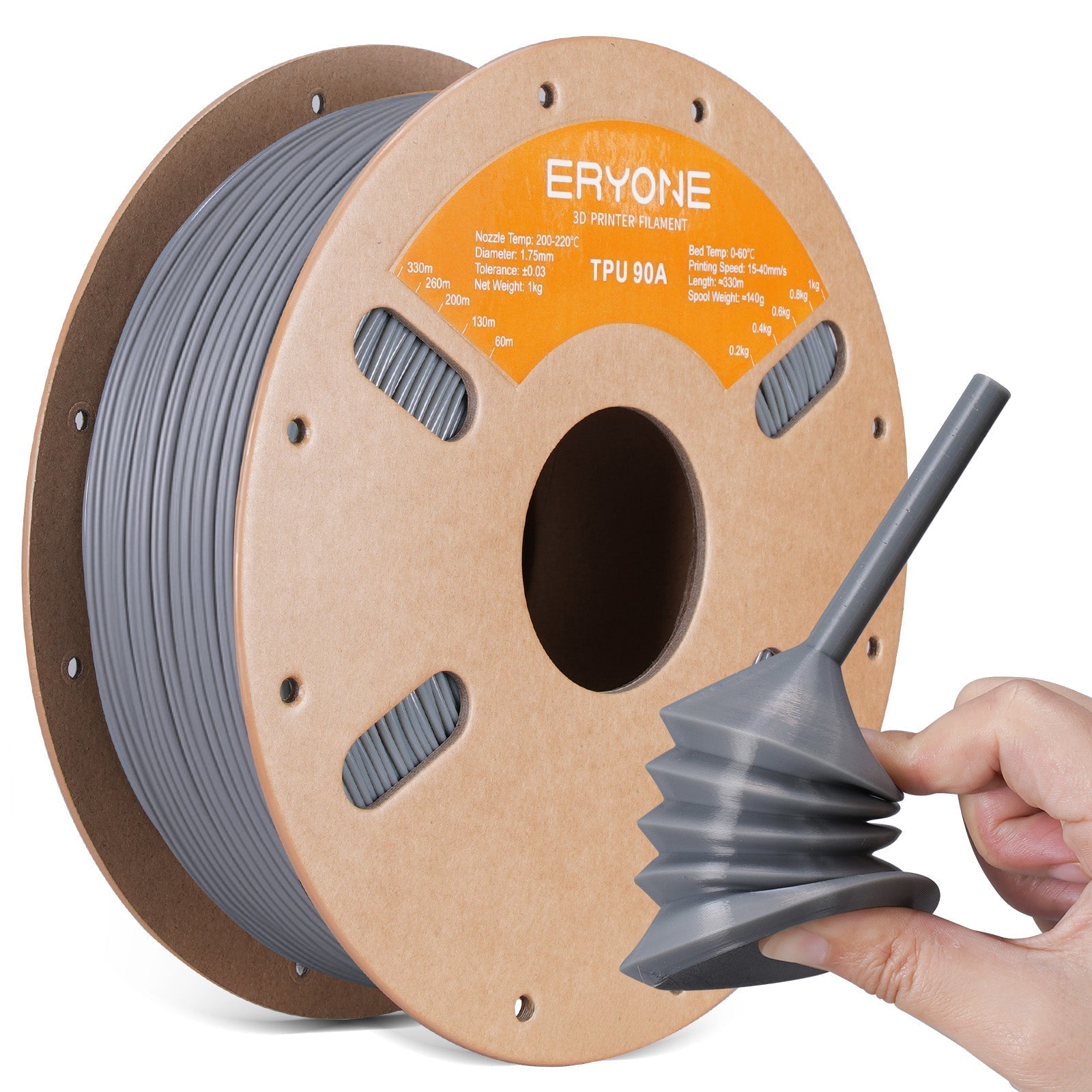 Eryone TPU 90A flexibel – 1,75 mm, 1 kg – Grau