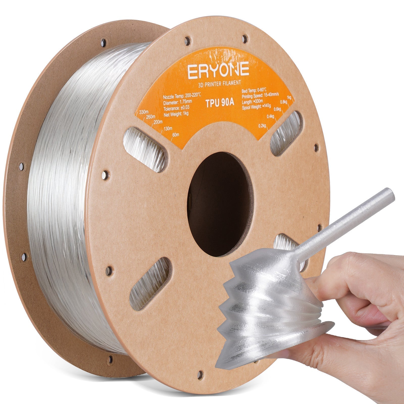 Eryone TPU 90A flexibel – 1,75 mm, 1 kg – Transparent