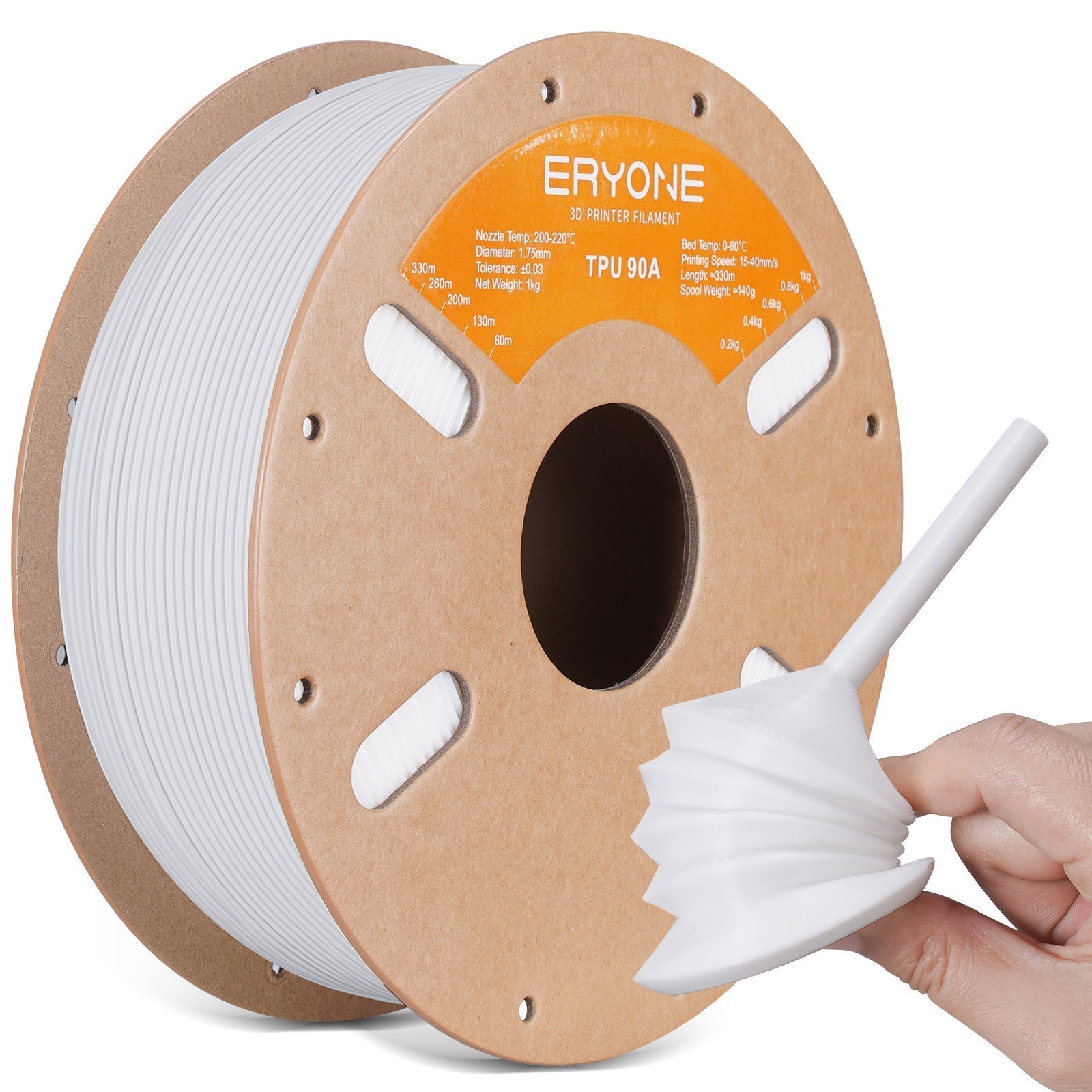 Eryone TPU 90A flexibel – 1,75 mm, 1 kg – Weiß