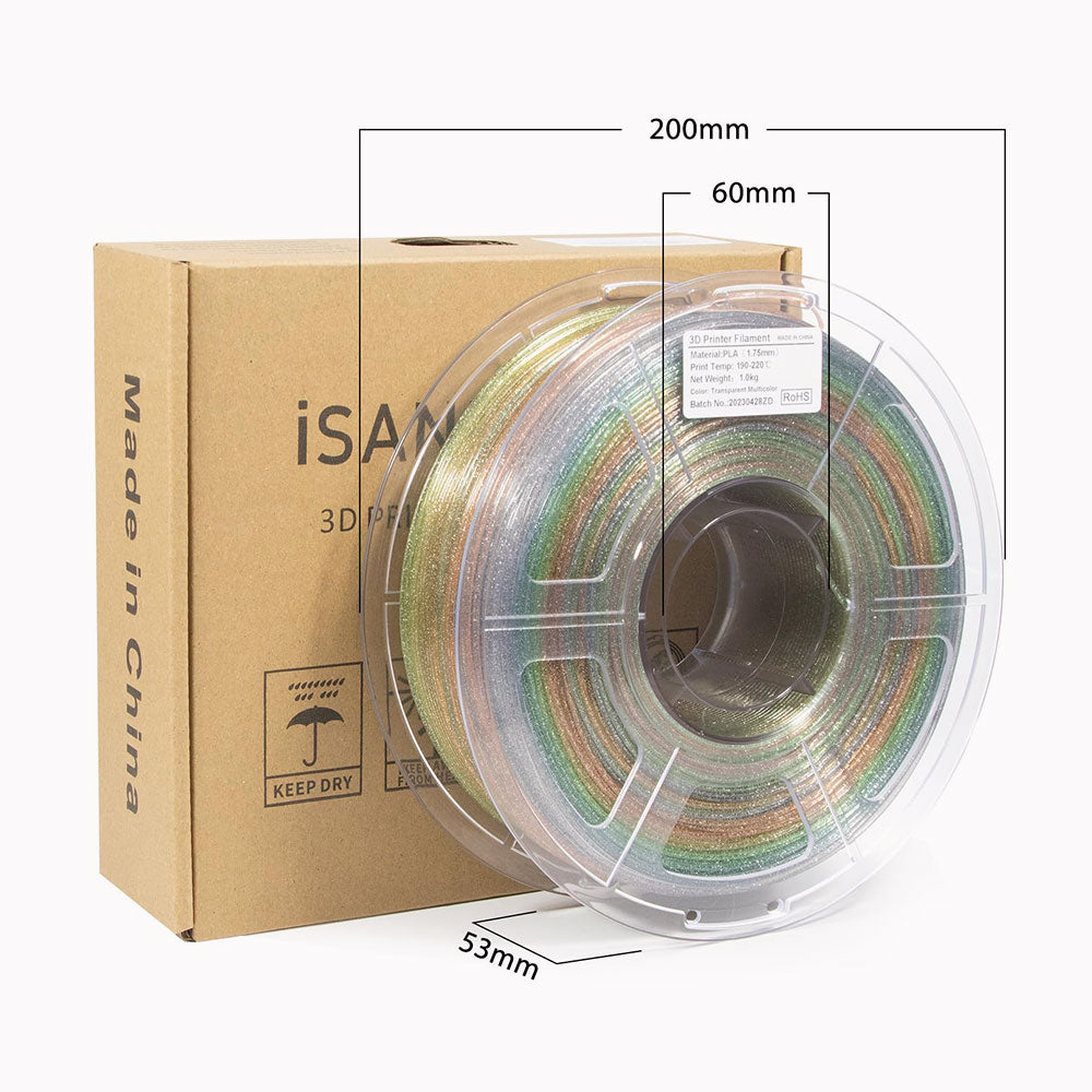 iSANMATE PLA Regenbogen mit Silberglitzer